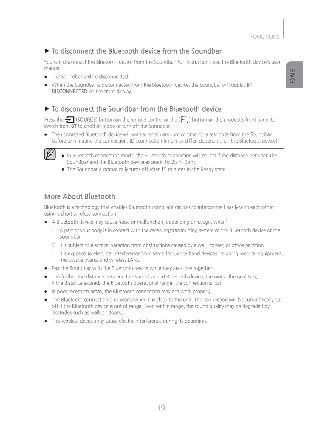 Samsung HW-H750/ZA manual + To disconnect the Bluetooth device from the Soundbar, More About Bluetooth 