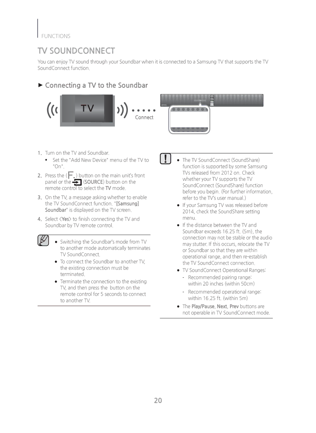 Samsung HW-H750/ZA manual TV Soundconnect, + Connecting a TV to the Soundbar 