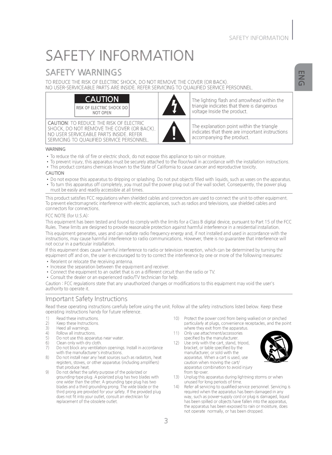 Samsung HW-H750/ZA manual Safety Information, Safety Warnings 