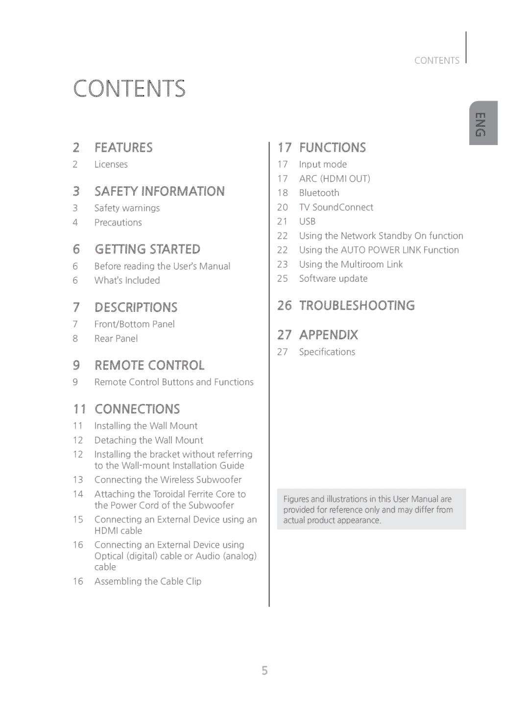 Samsung HW-H750/ZA manual Contents 