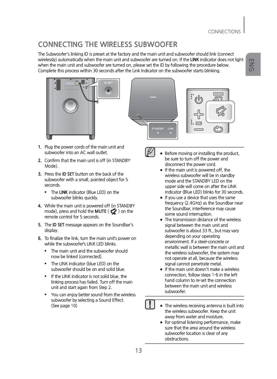 Samsung HW-H750/ZA manual Connecting The Wireless Subwoofer, Connections 
