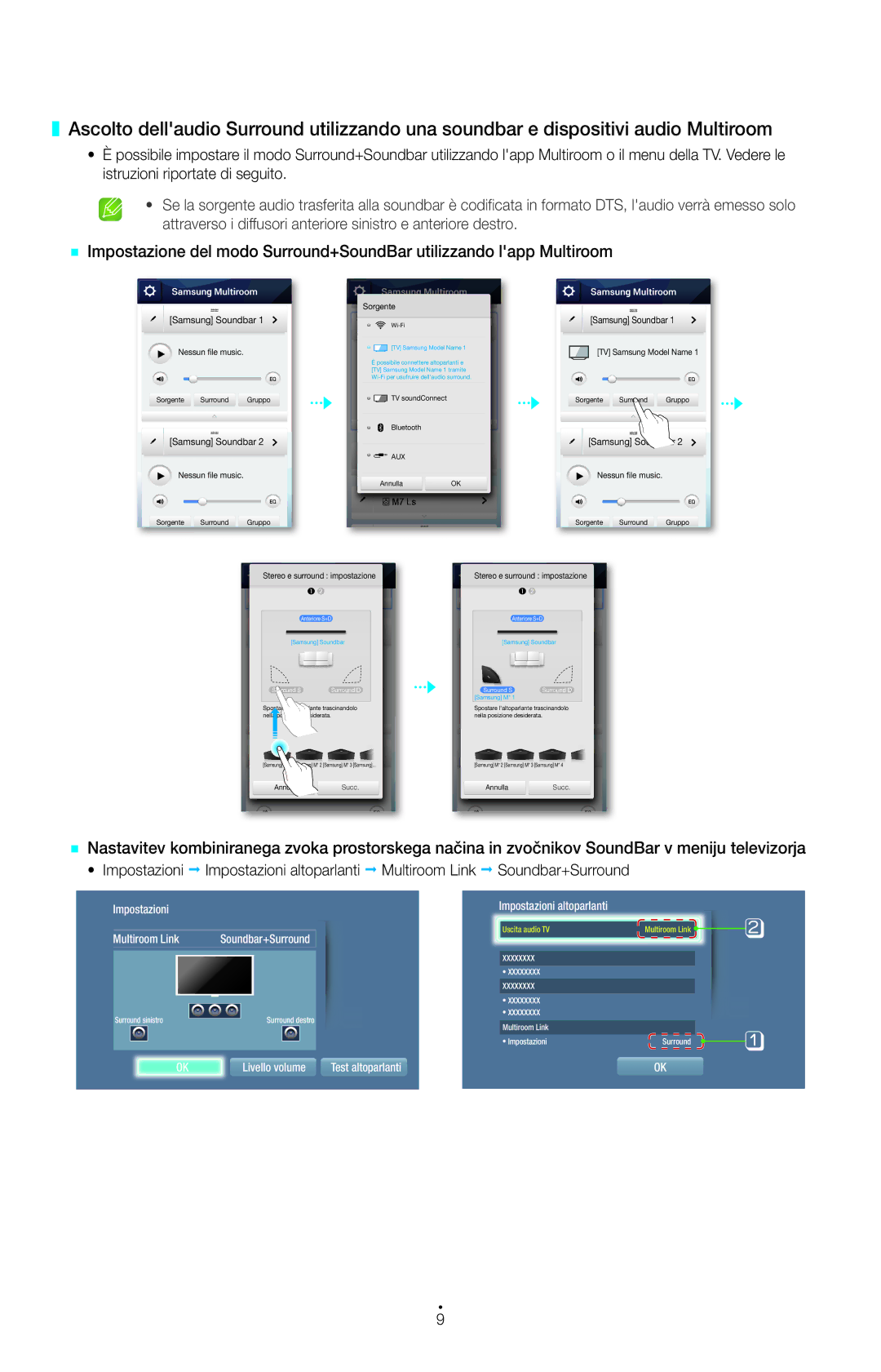 Samsung HT-H7500WM/ZF, HW-H750/ZF manual Impostazioni Multiroom Link 