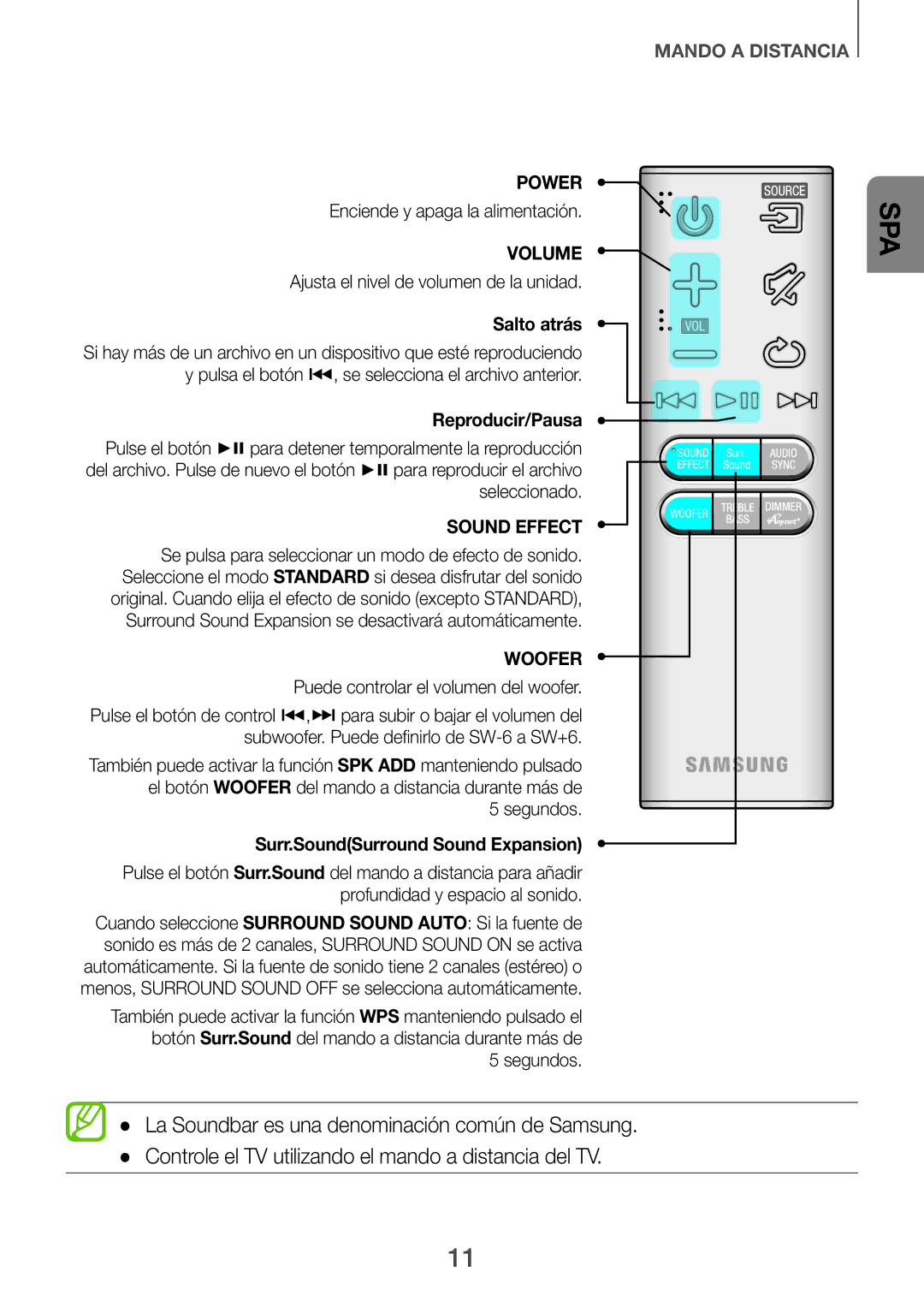 Samsung HW-H751/ZF, HW-H750/ZF, HW-F751/ZF manual Woofer Puede controlar el volumen del woofer 