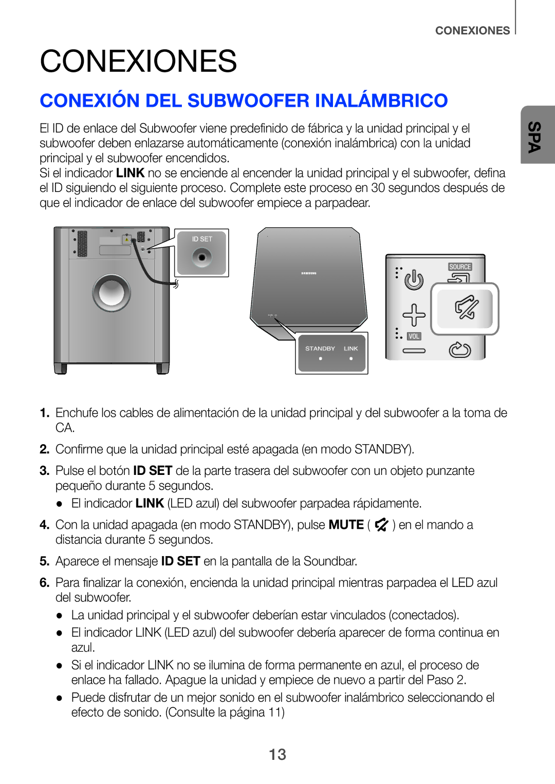 Samsung HW-F751/ZF, HW-H750/ZF, HW-H751/ZF manual Conexiones, Conexión del subwoofer inalámbrico 