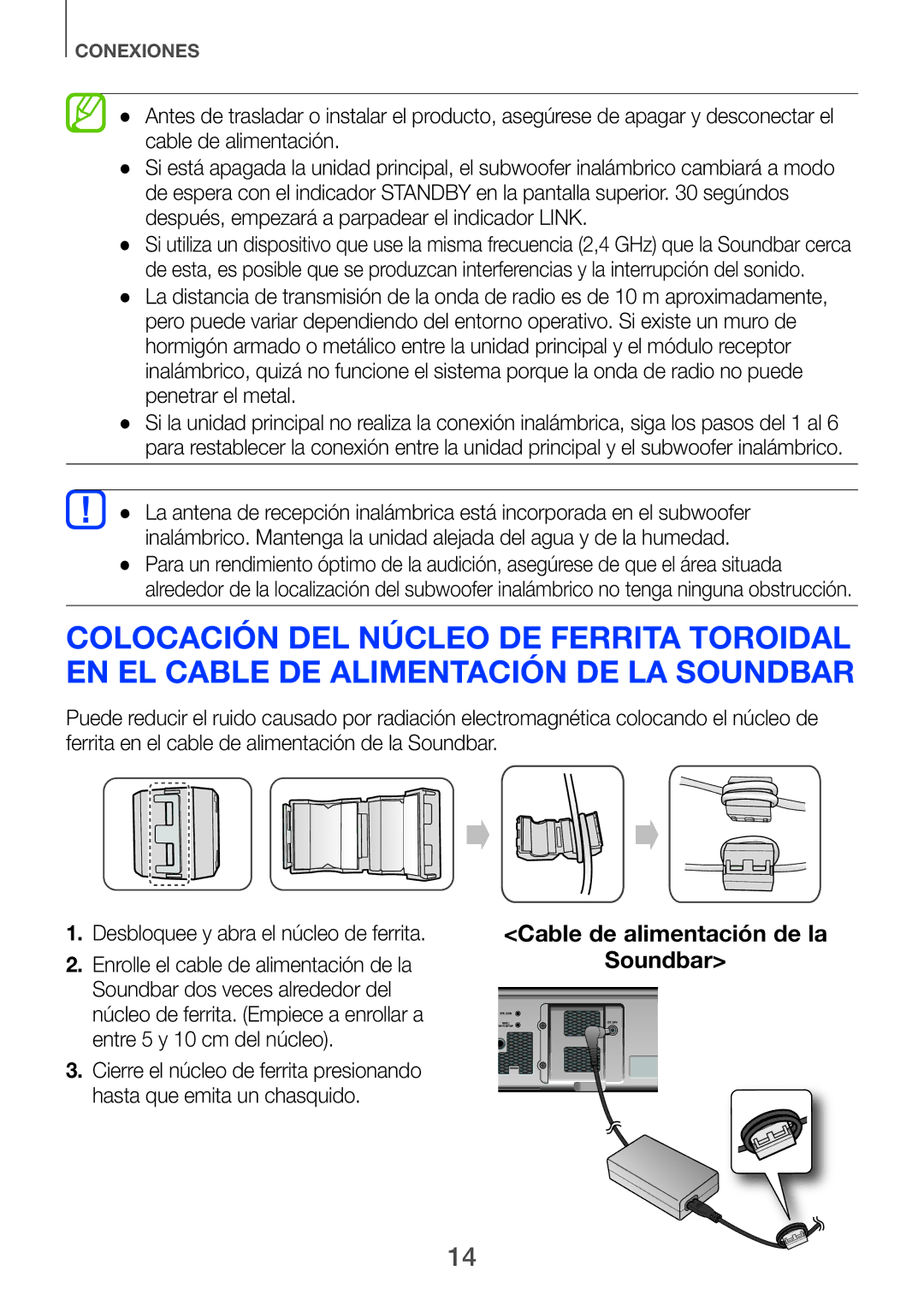 Samsung HW-H751/ZF, HW-H750/ZF, HW-F751/ZF manual Cable de alimentación de la Soundbar 