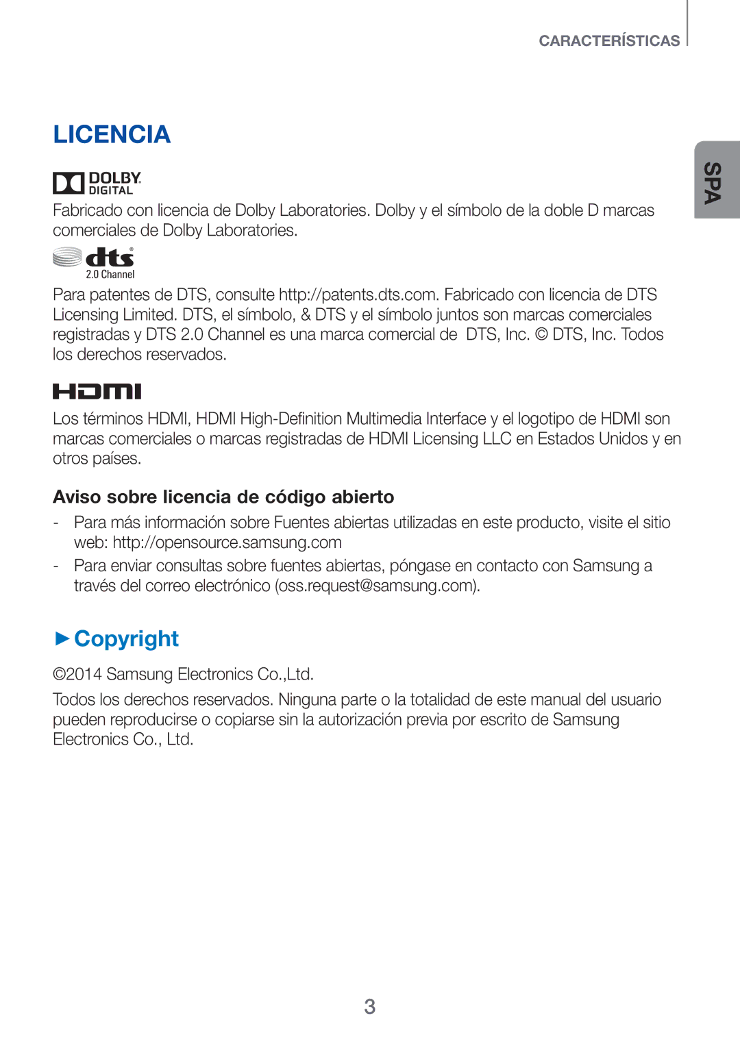 Samsung HW-H750/ZF, HW-F751/ZF, HW-H751/ZF manual Licencia, ++Copyright 