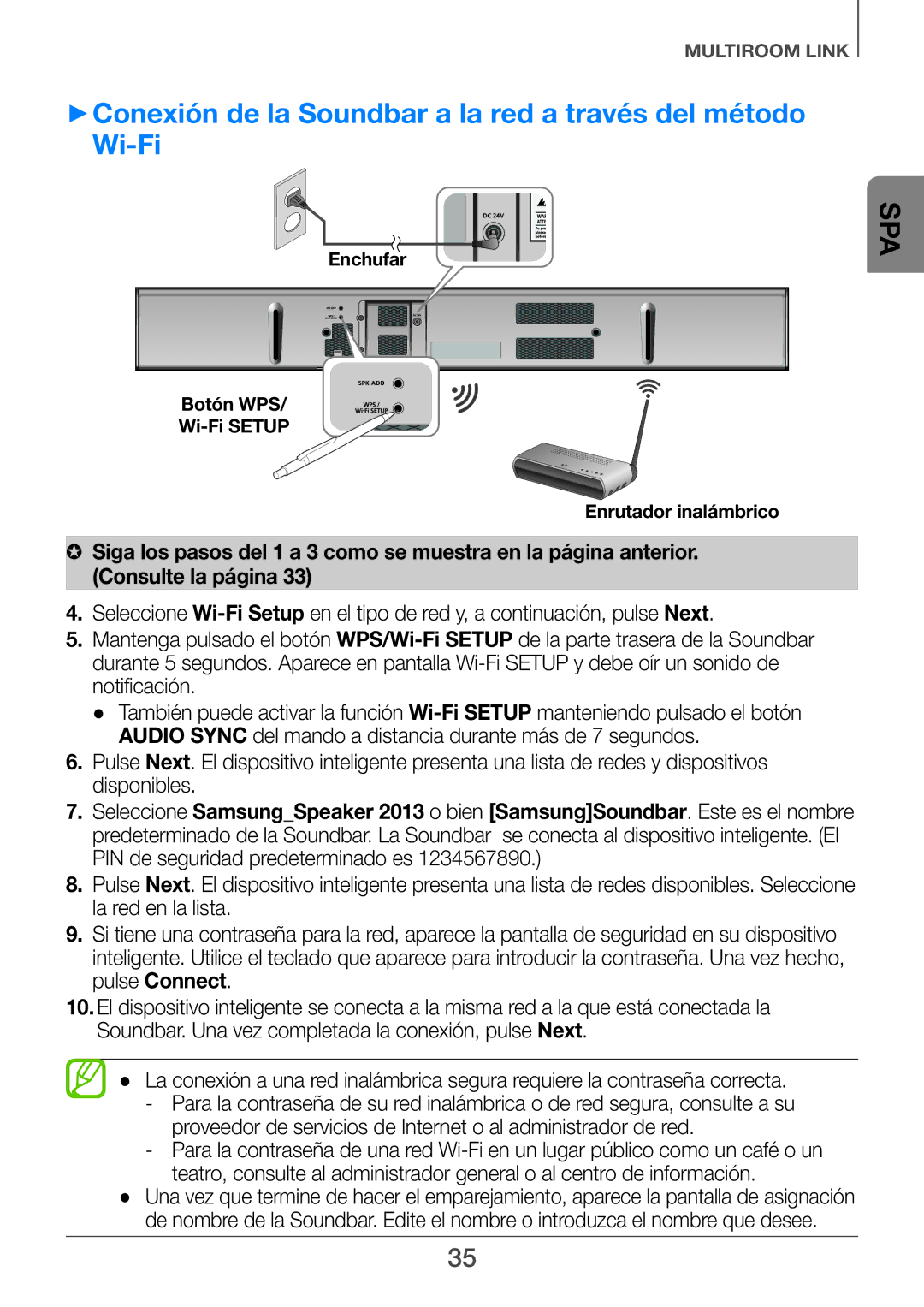 Samsung HW-H751/ZF, HW-H750/ZF, HW-F751/ZF manual ++Conexión de la Soundbar a la red a través del método Wi-Fi 