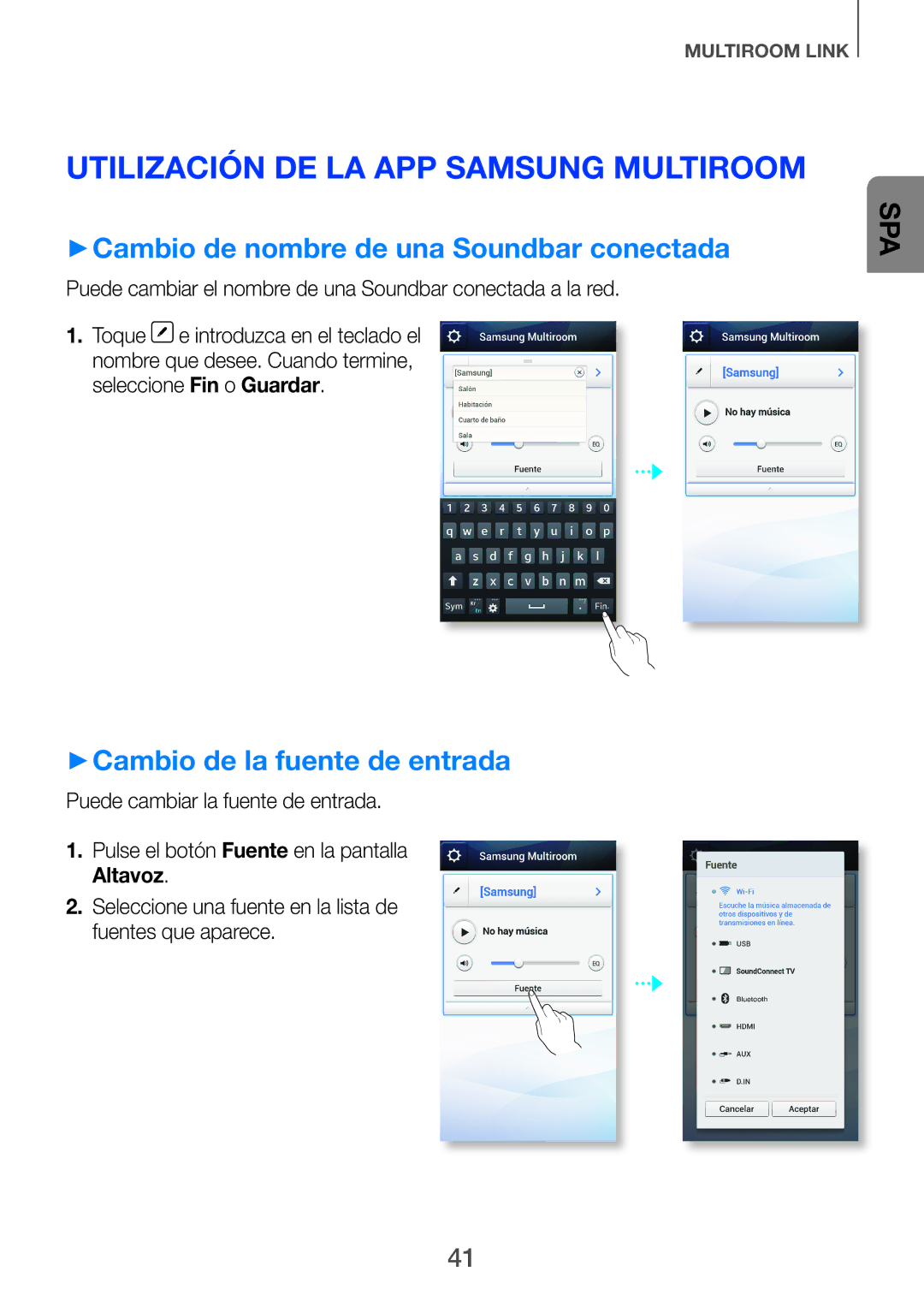 Samsung HW-H751/ZF, HW-H750/ZF manual Utilización de la APP Samsung Multiroom, ++Cambio de nombre de una Soundbar conectada 