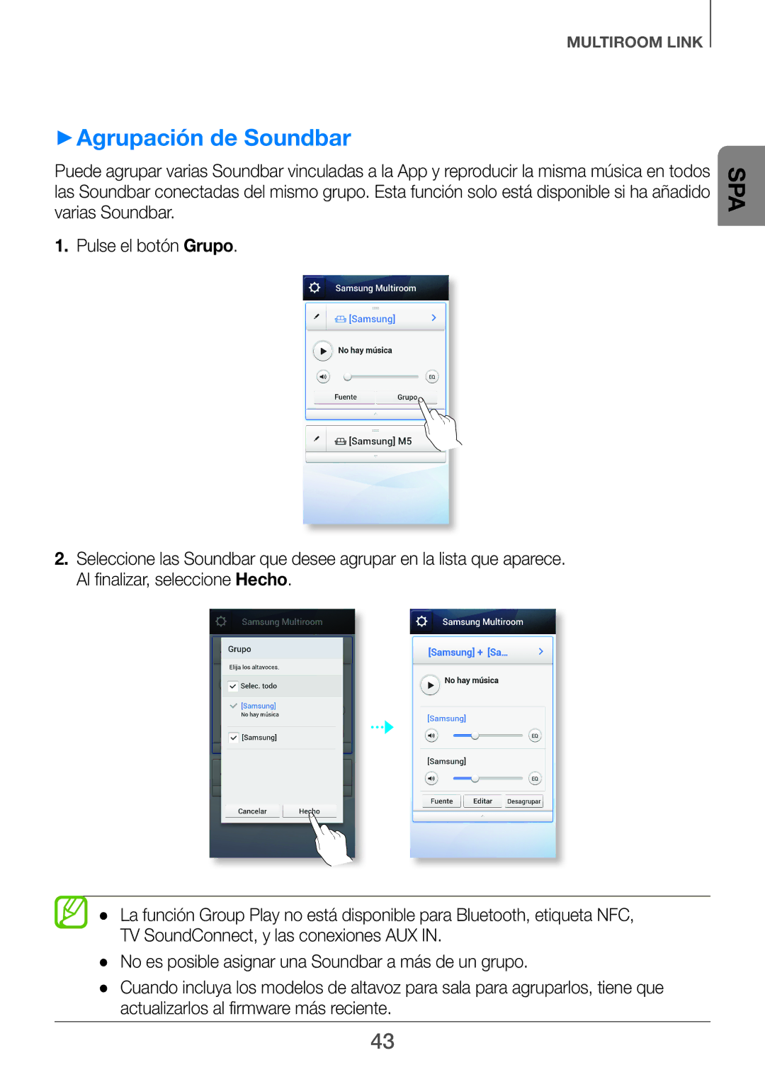 Samsung HW-F751/ZF, HW-H750/ZF, HW-H751/ZF manual ++Agrupación de Soundbar 