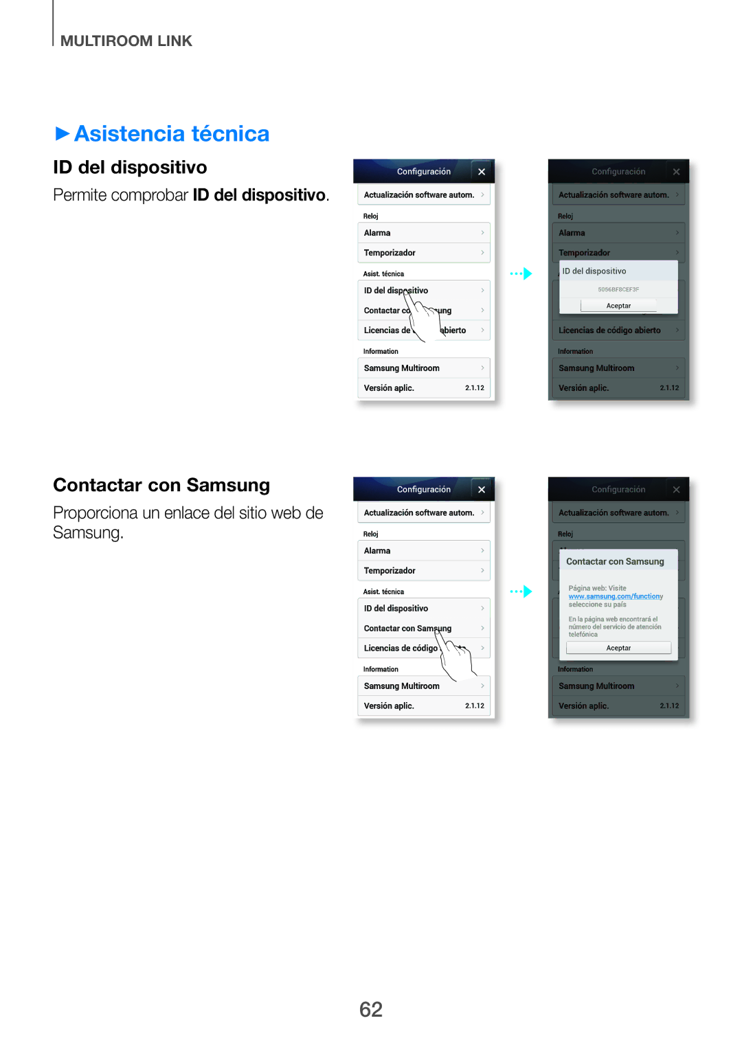 Samsung HW-H751/ZF, HW-H750/ZF, HW-F751/ZF manual ++Asistencia técnica, Permite comprobar ID del dispositivo 