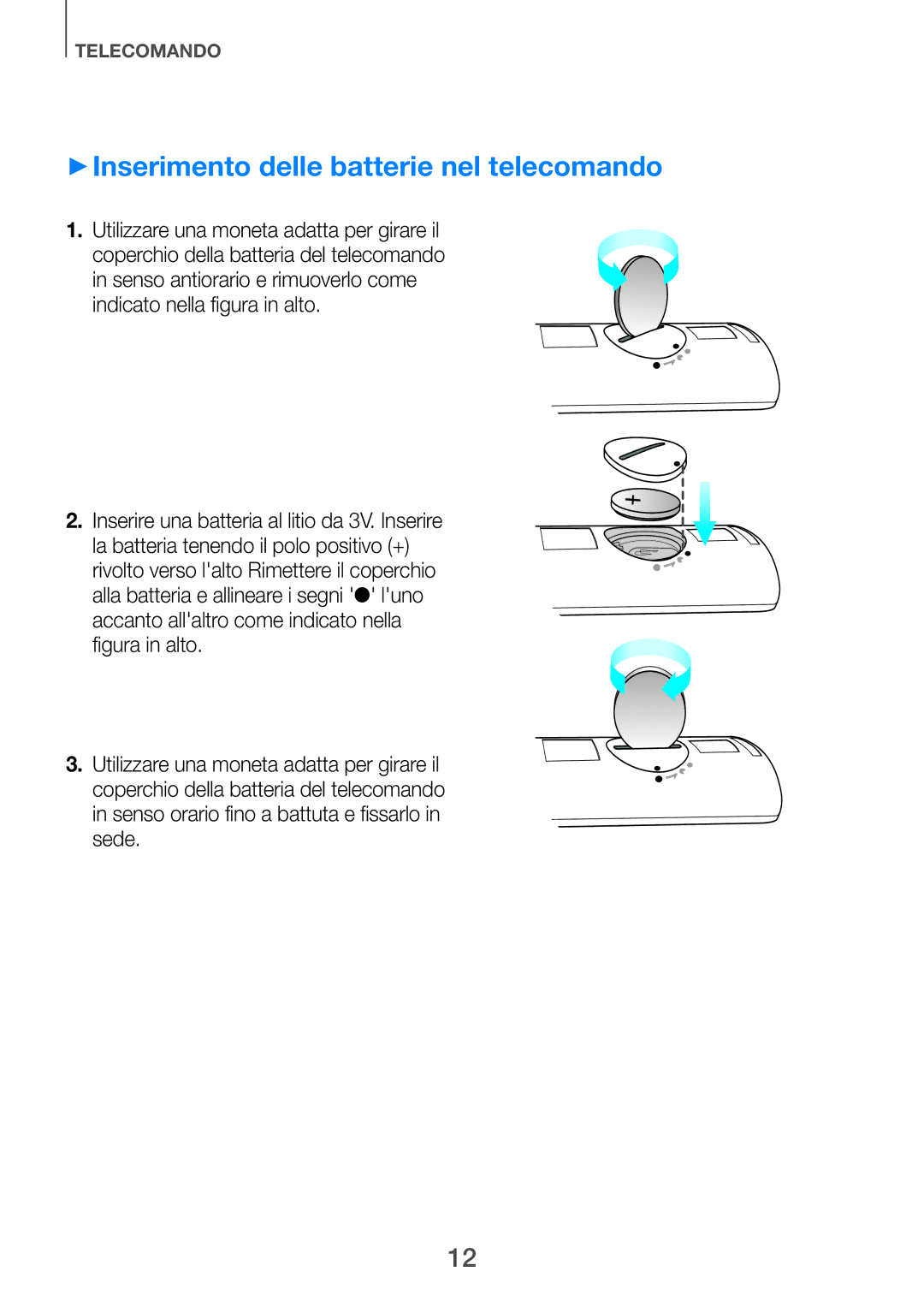 Samsung HW-H750/ZF, HW-F751/ZF manual ++Inserimento delle batterie nel telecomando 