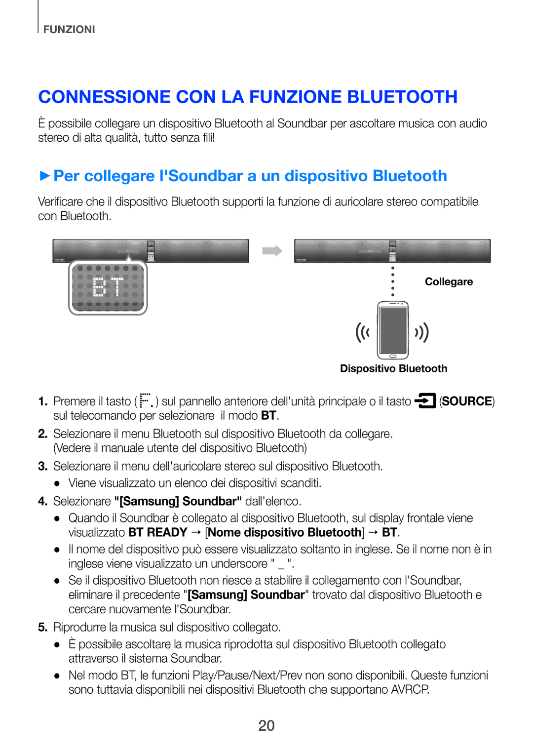 Samsung HW-H750/ZF, HW-F751/ZF Connessione con la funzione Bluetooth, ++Per collegare lSoundbar a un dispositivo Bluetooth 