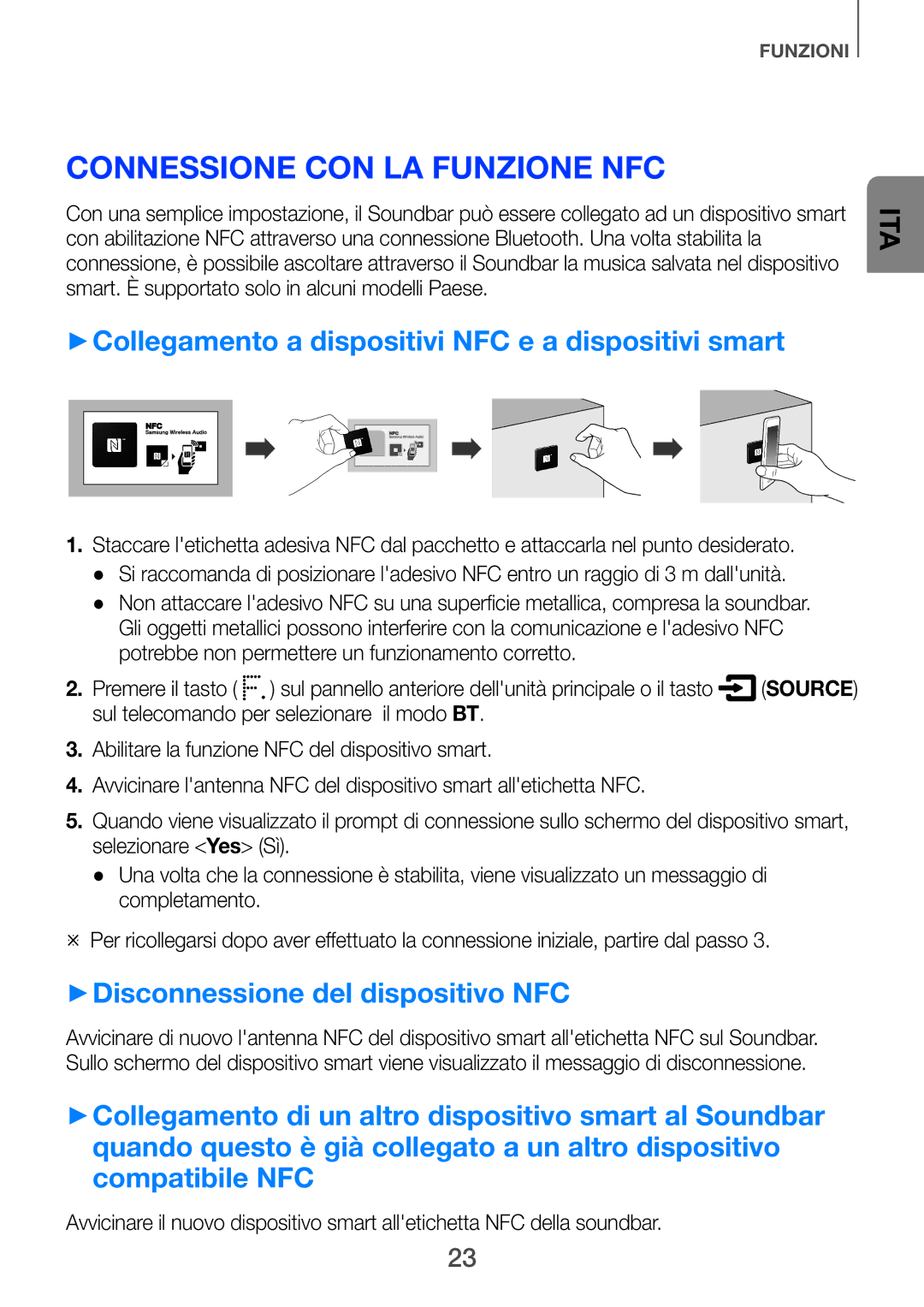 Samsung HW-F751/ZF, HW-H750/ZF Connessione con la funzione NFC, ++Collegamento a dispositivi NFC e a dispositivi smart 