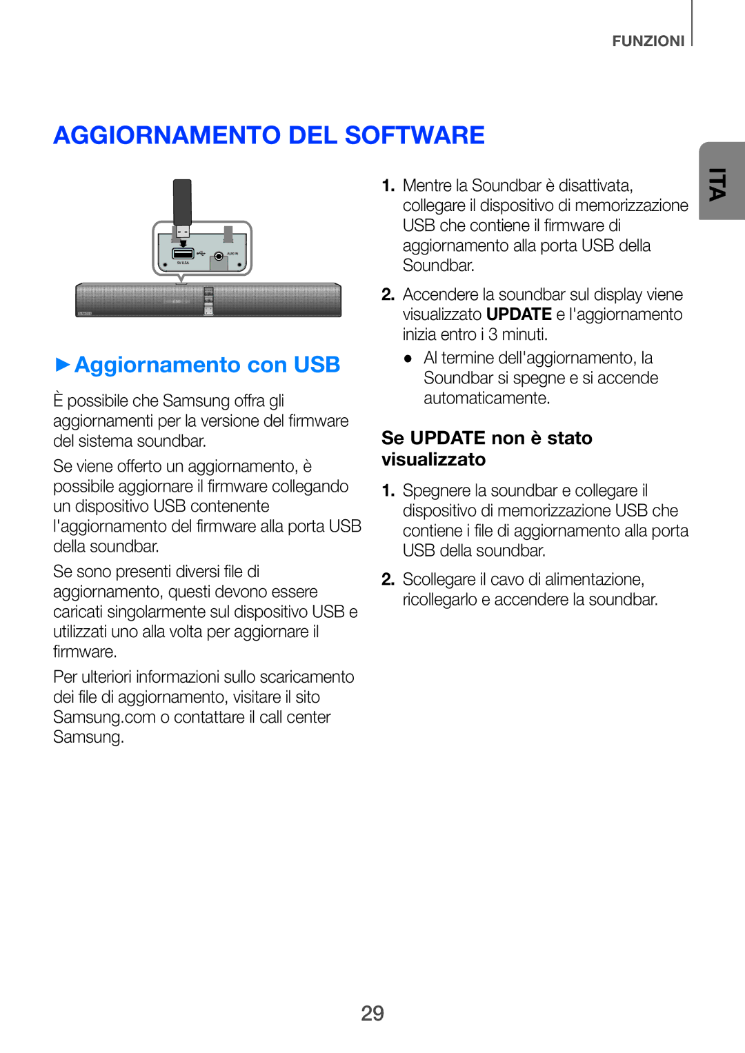 Samsung HW-F751/ZF, HW-H750/ZF manual Aggiornamento del software, ++Aggiornamento con USB 