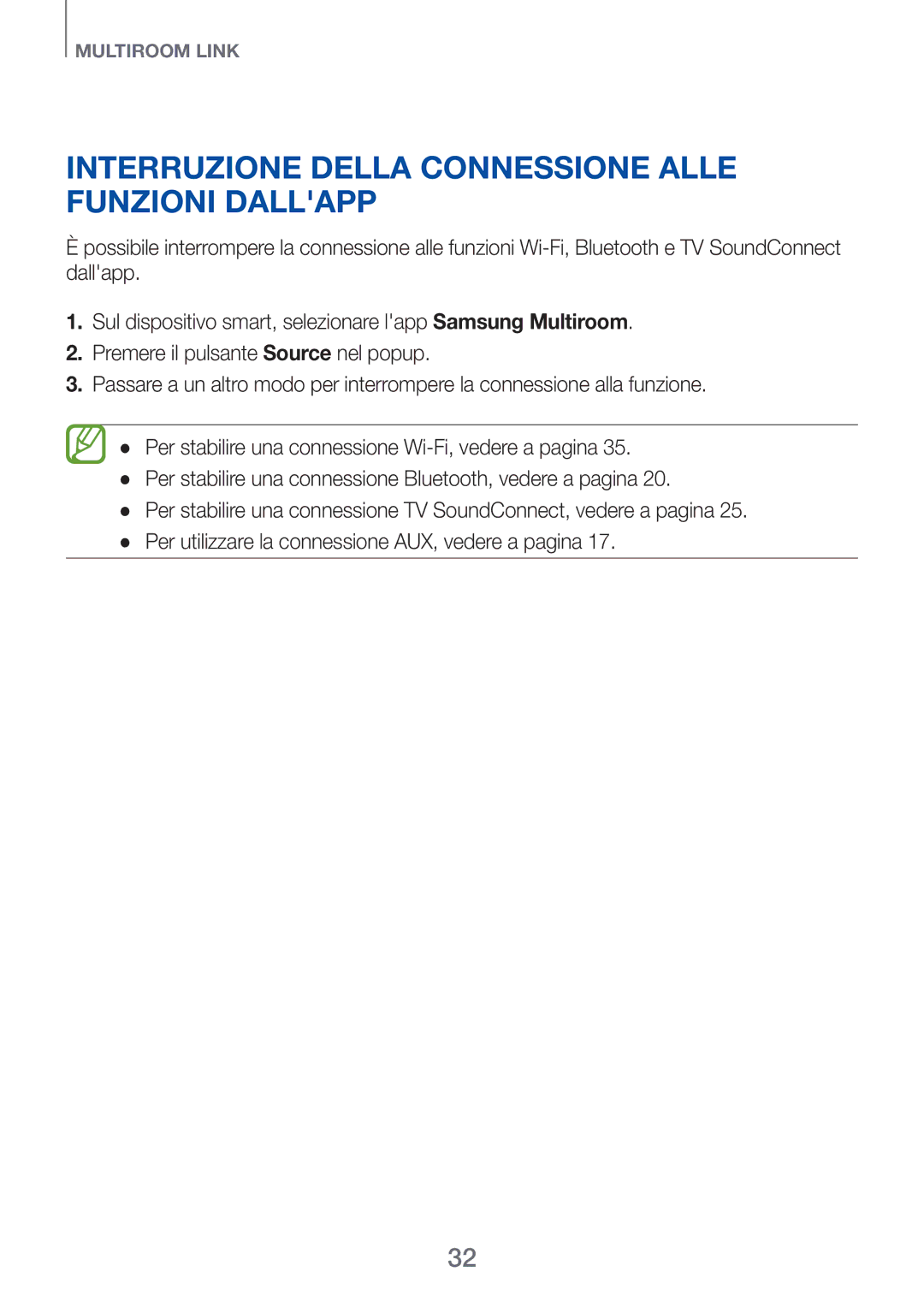 Samsung HW-H750/ZF, HW-F751/ZF manual Interruzione della connessione alle funzioni dallapp 