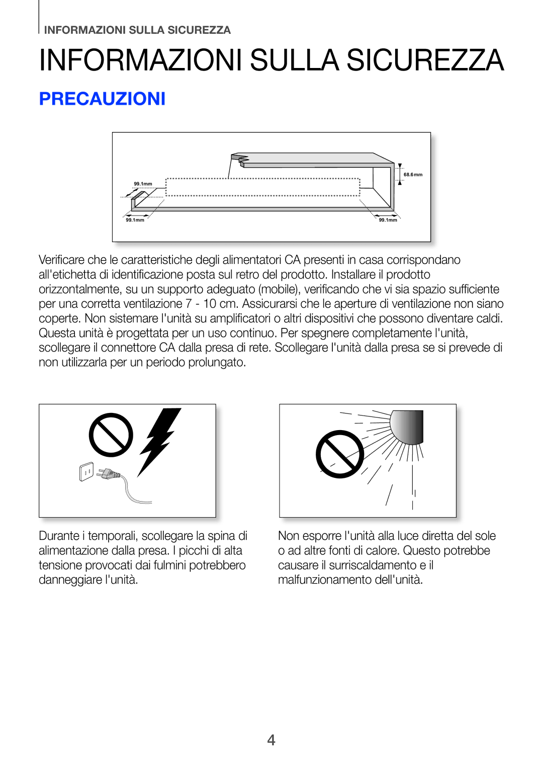 Samsung HW-H750/ZF, HW-F751/ZF manual Informazioni sulla sicurezza, Precauzioni 