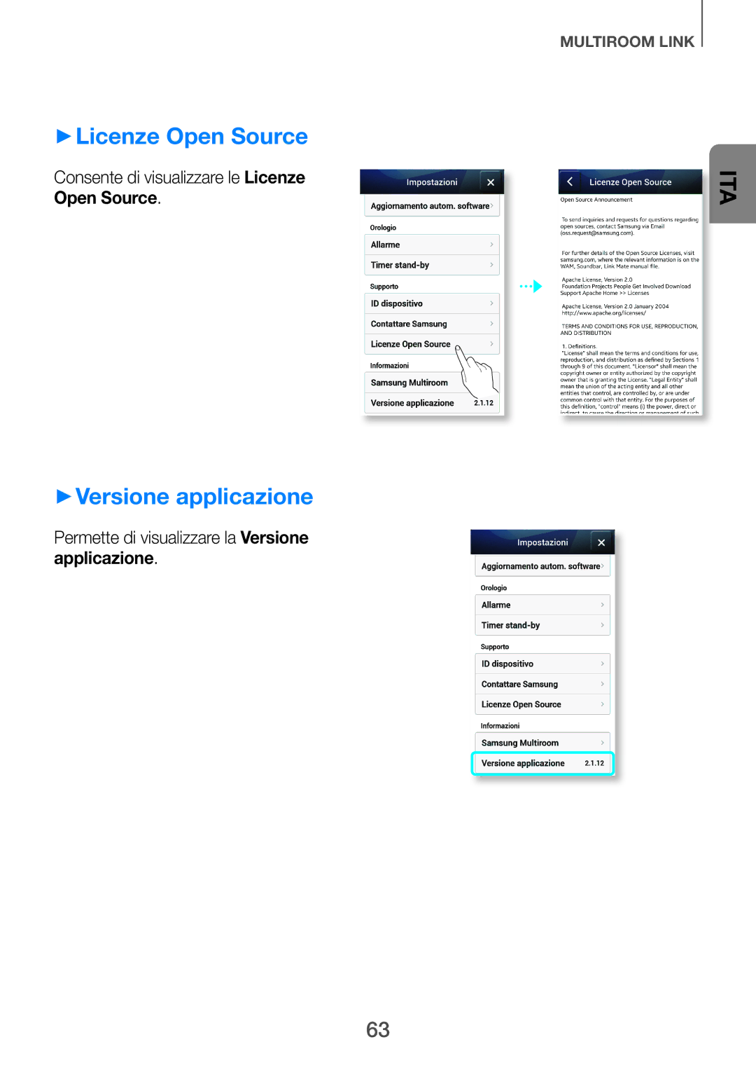 Samsung HW-F751/ZF manual ++Licenze Open Source, ++Versione applicazione, Consente di visualizzare le Licenze Open Source 