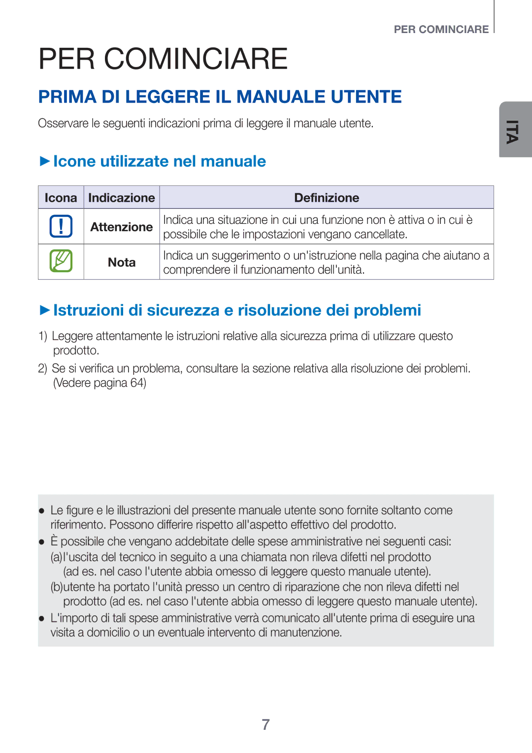 Samsung HW-F751/ZF, HW-H750/ZF Per cominciare, Prima di leggere il manuale utente, ++Icone utilizzate nel manuale 