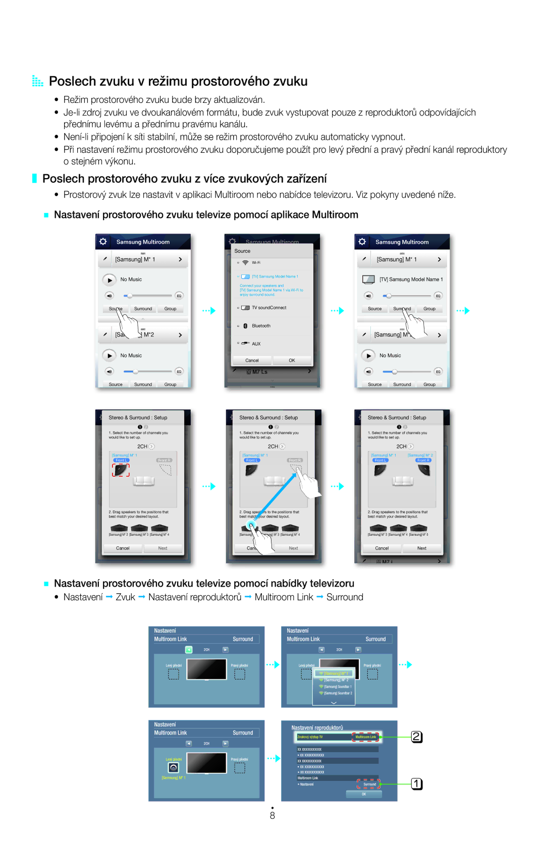 Samsung HW-H751/EN AA Poslech zvuku v režimu prostorového zvuku, Poslech prostorového zvuku z více zvukových zařízení 