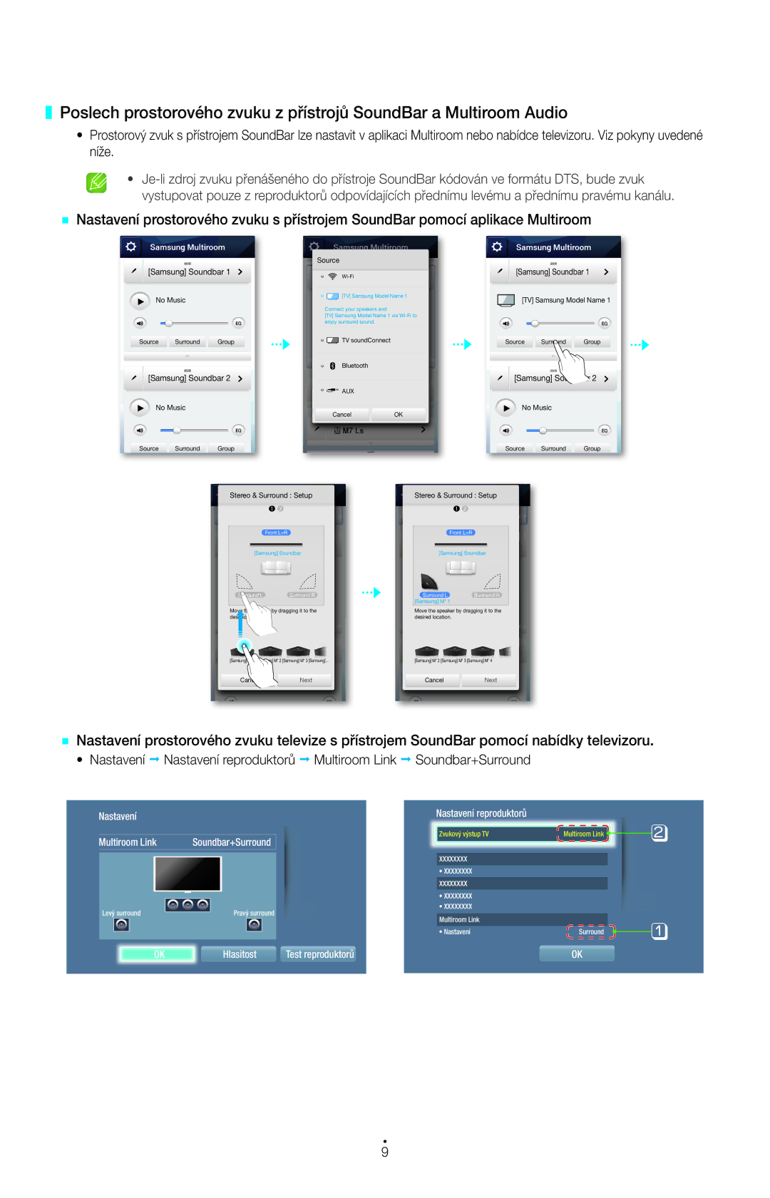 Samsung HW-H750/EN, HW-H751/EN, HT-H7750WM/EN, HT-H7500WM/EN, HW-H751/XN, HW-H750/XN, HT-H7750WM/XN Nastavení Multiroom Link 