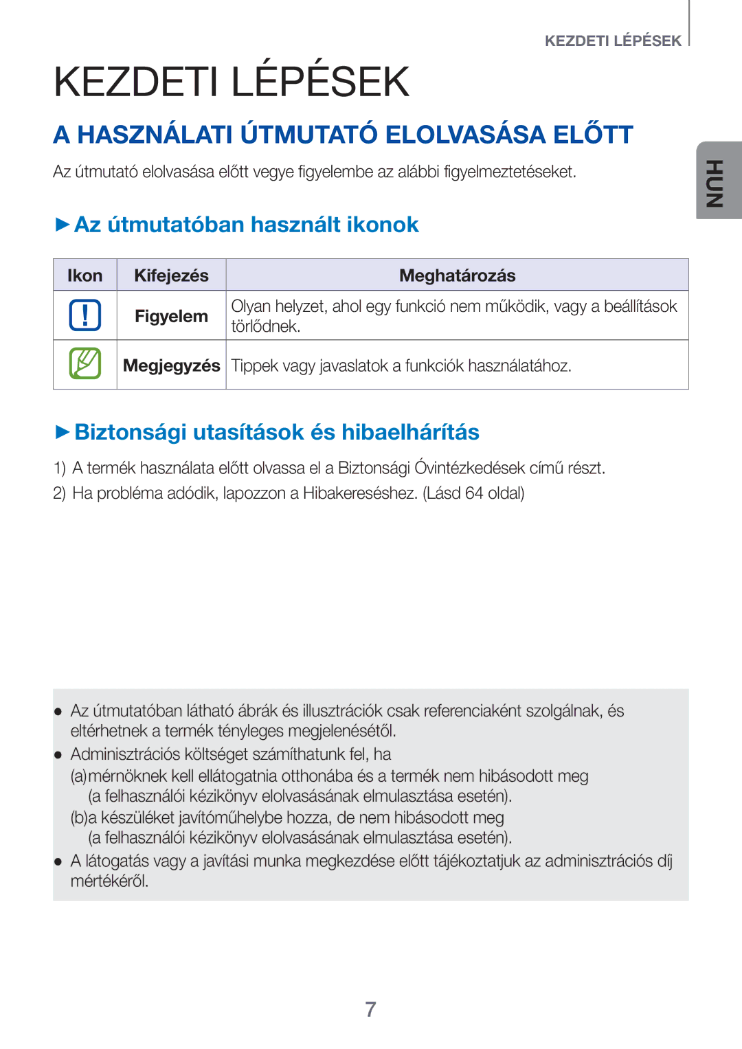 Samsung HW-H750/EN, HW-H751/EN Kezdeti lépések, Használati útmutató elolvasása előtt, ++Az útmutatóban használt ikonok 