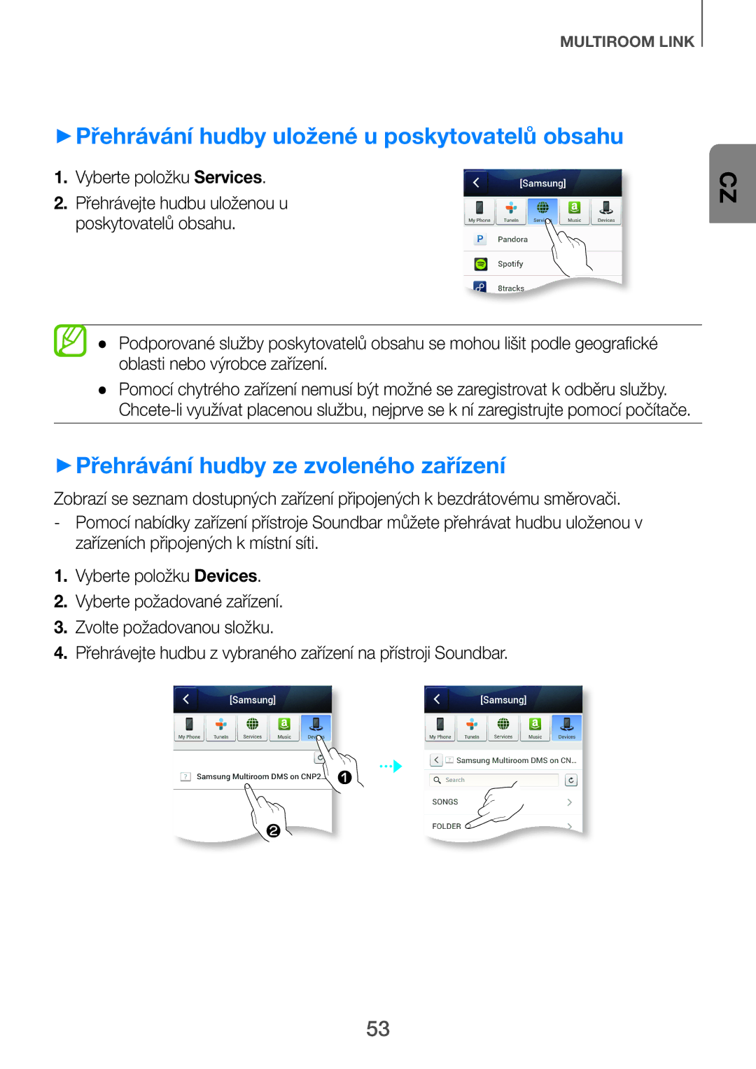 Samsung HW-H751/XN, HW-H751/EN ++Přehrávání hudby uložené u poskytovatelů obsahu, ++Přehrávání hudby ze zvoleného zařízení 