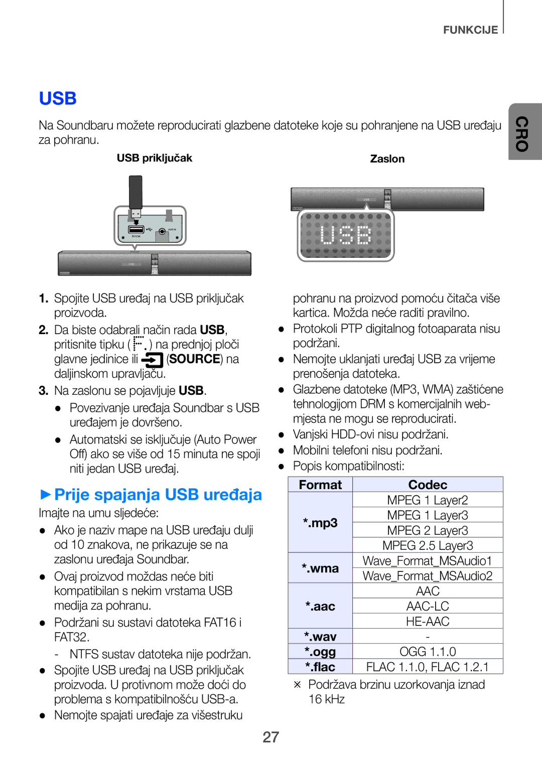 Samsung HW-H751/EN, HW-H750/EN, HW-F751/EN manual Usb 