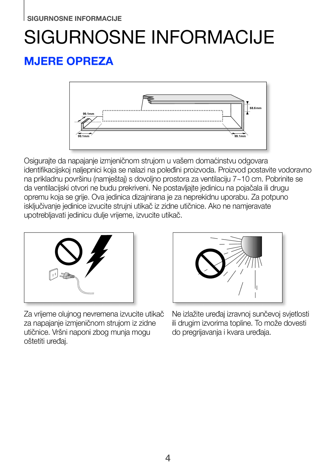 Samsung HW-H750/EN, HW-H751/EN, HW-F751/EN manual Sigurnosne informacije, Mjere opreza 