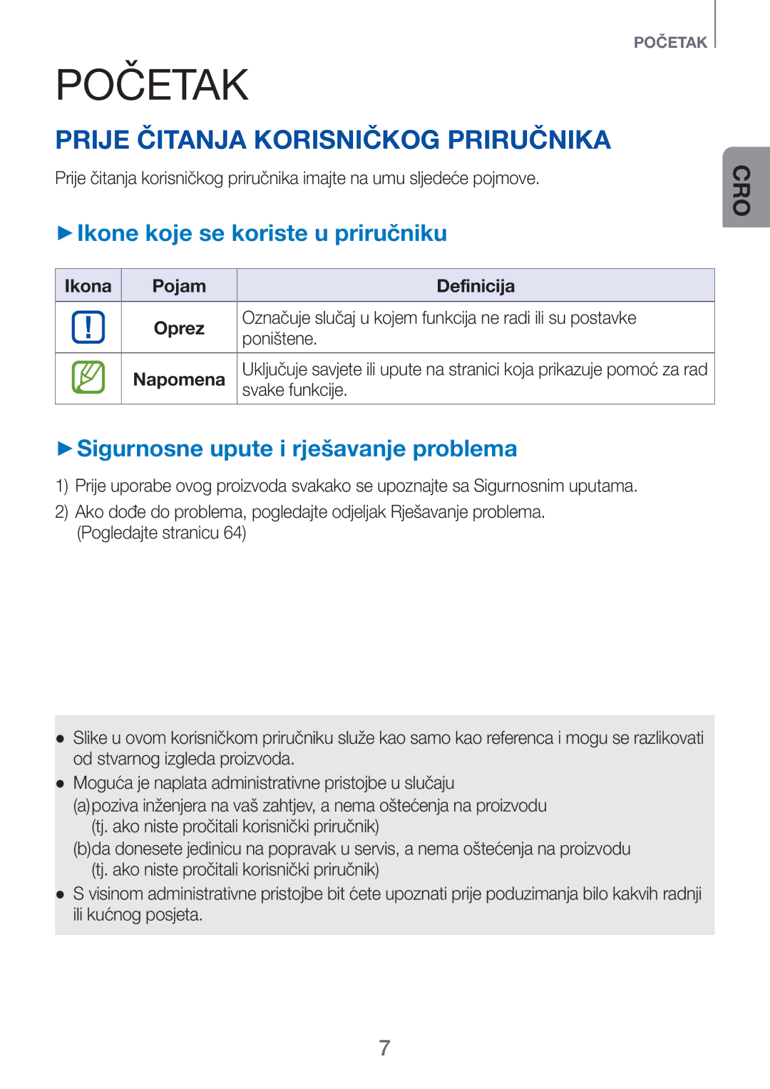 Samsung HW-H750/EN, HW-H751/EN manual Početak, Prije čitanja korisničkog priručnika, ++Ikone koje se koriste u priručniku 