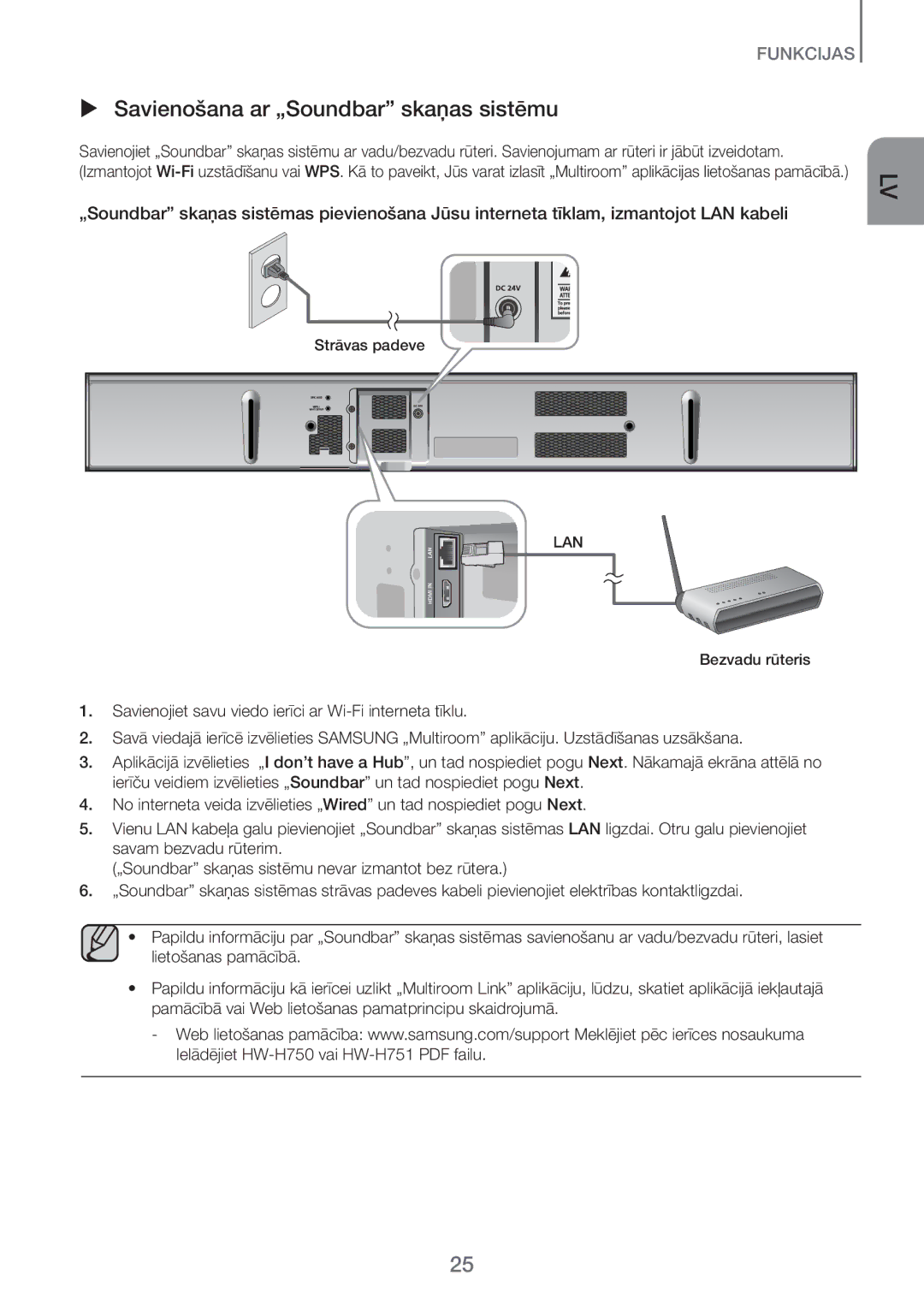 Samsung HW-H750/EN, HW-H751/EN manual  Savienošana ar „Soundbar skaņas sistēmu 