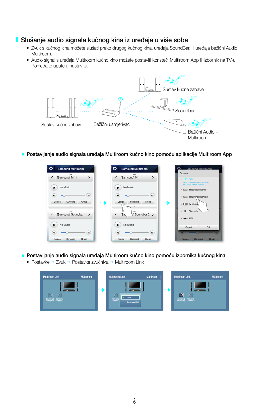 Samsung HW-H751/EN, HW-H750/EN manual Slušanje audio signala kućnog kina iz uređaja u više soba 