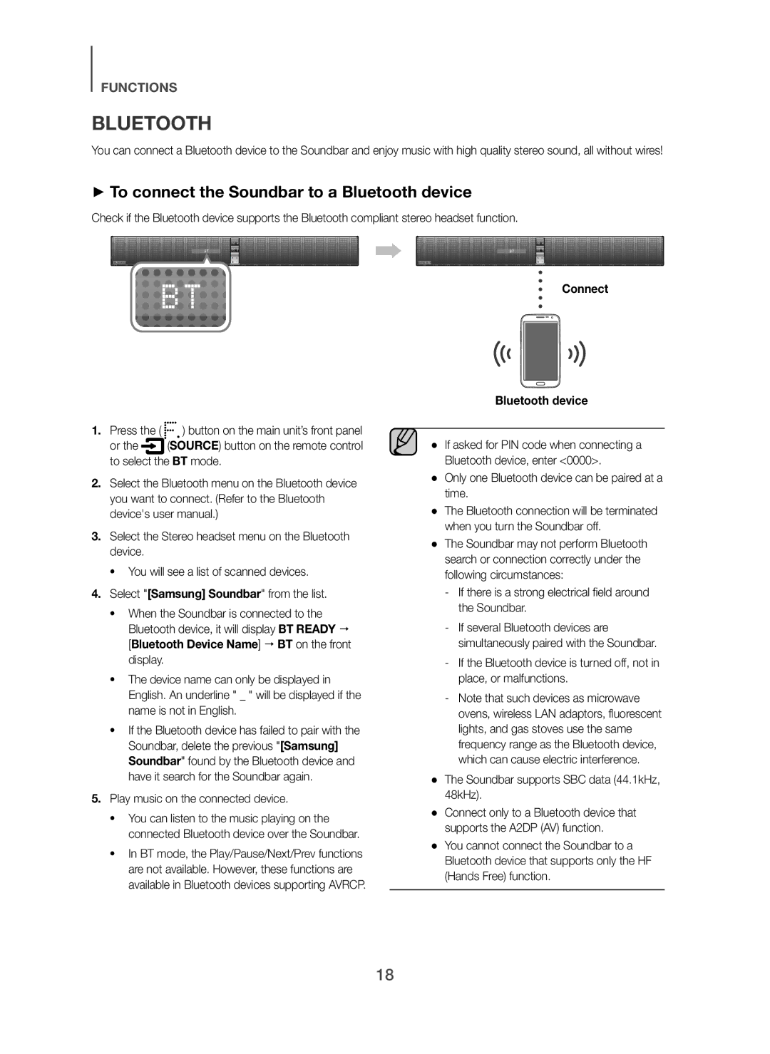 Samsung HW-H751/SQ manual + To connect the Soundbar to a Bluetooth device, Connect 