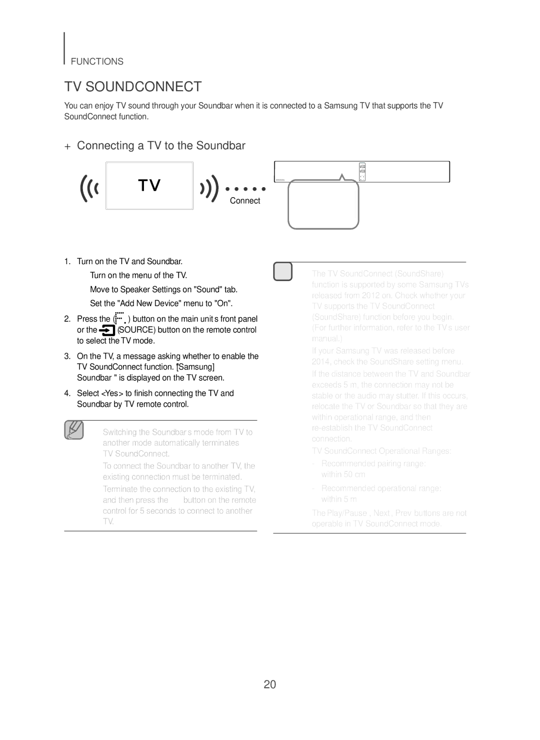 Samsung HW-H751/SQ manual TV Soundconnect, + Connecting a TV to the Soundbar 