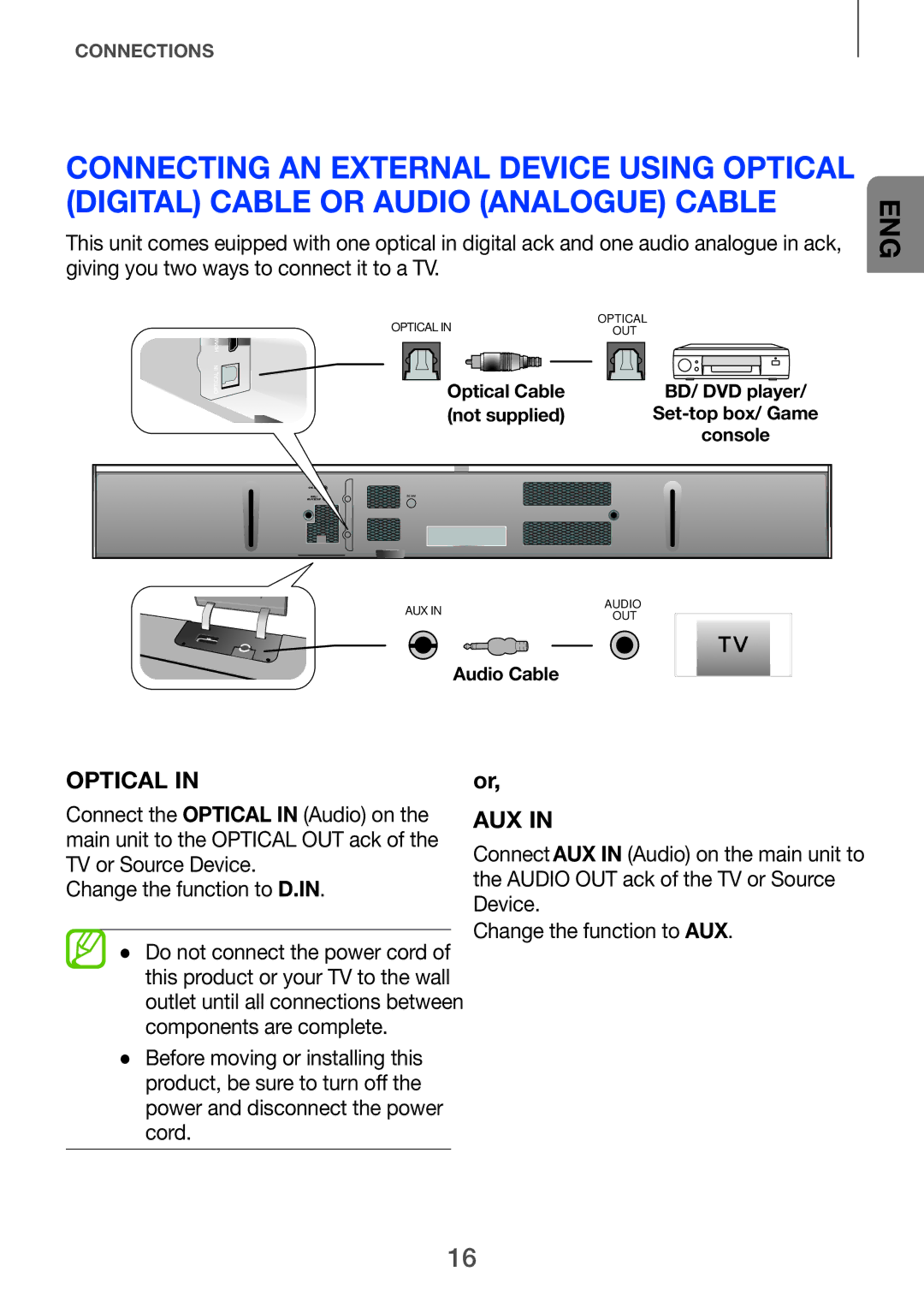 Samsung HW-H751/SQ manual Optical 