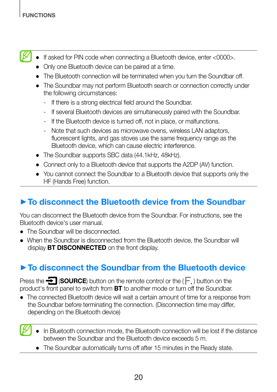 Samsung HW-H751/SQ manual ++To disconnect the Bluetooth device from the Soundbar 