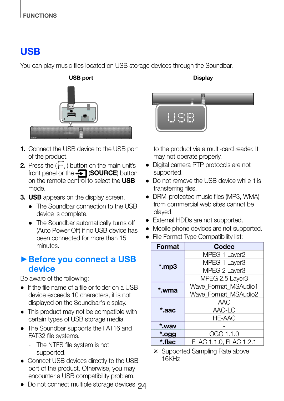 Samsung HW-H751/SQ manual ++Before you connect a USB, Device, Ogg 