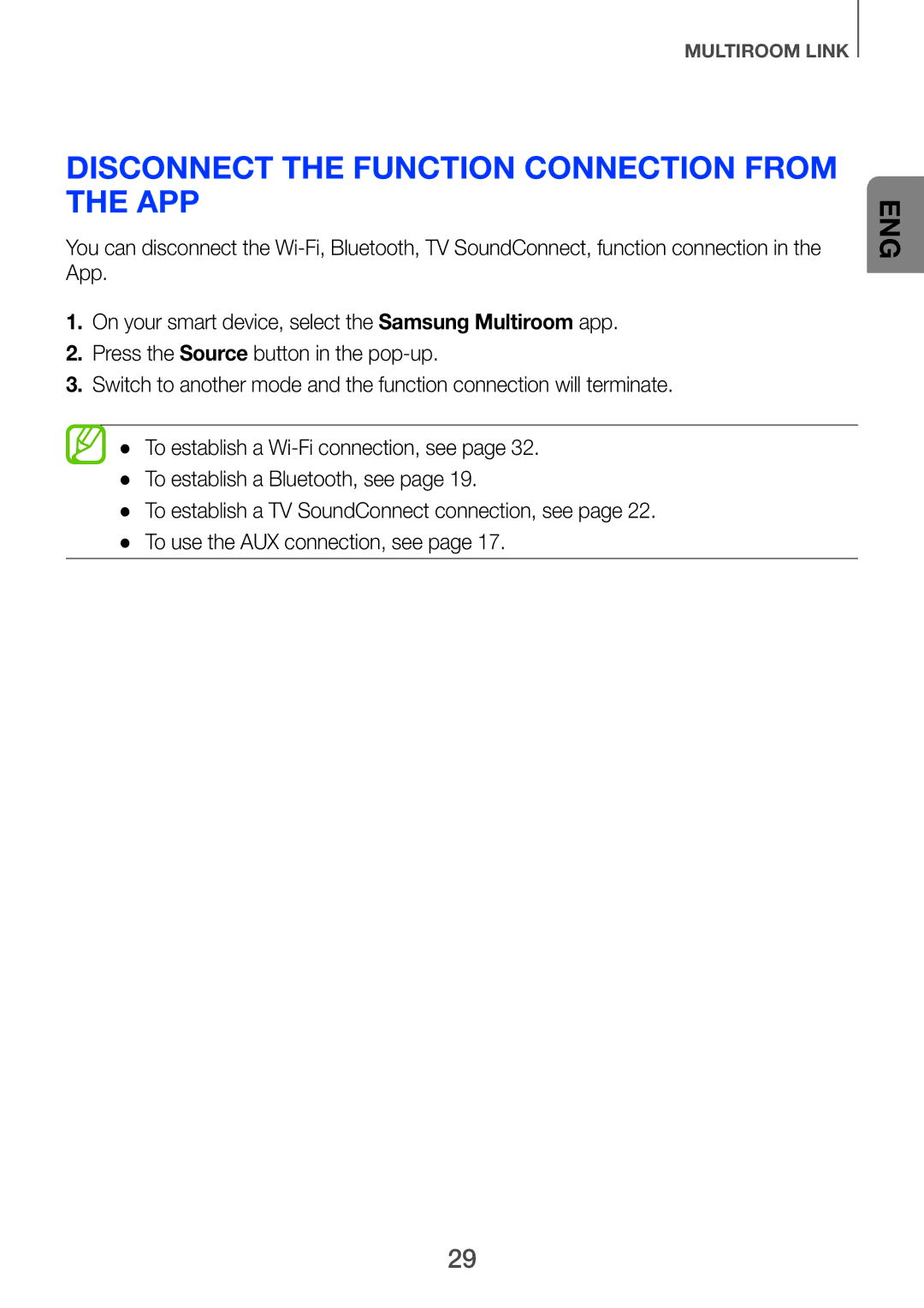 Samsung HW-H751/SQ manual Disconnect the Function Connection from the App 