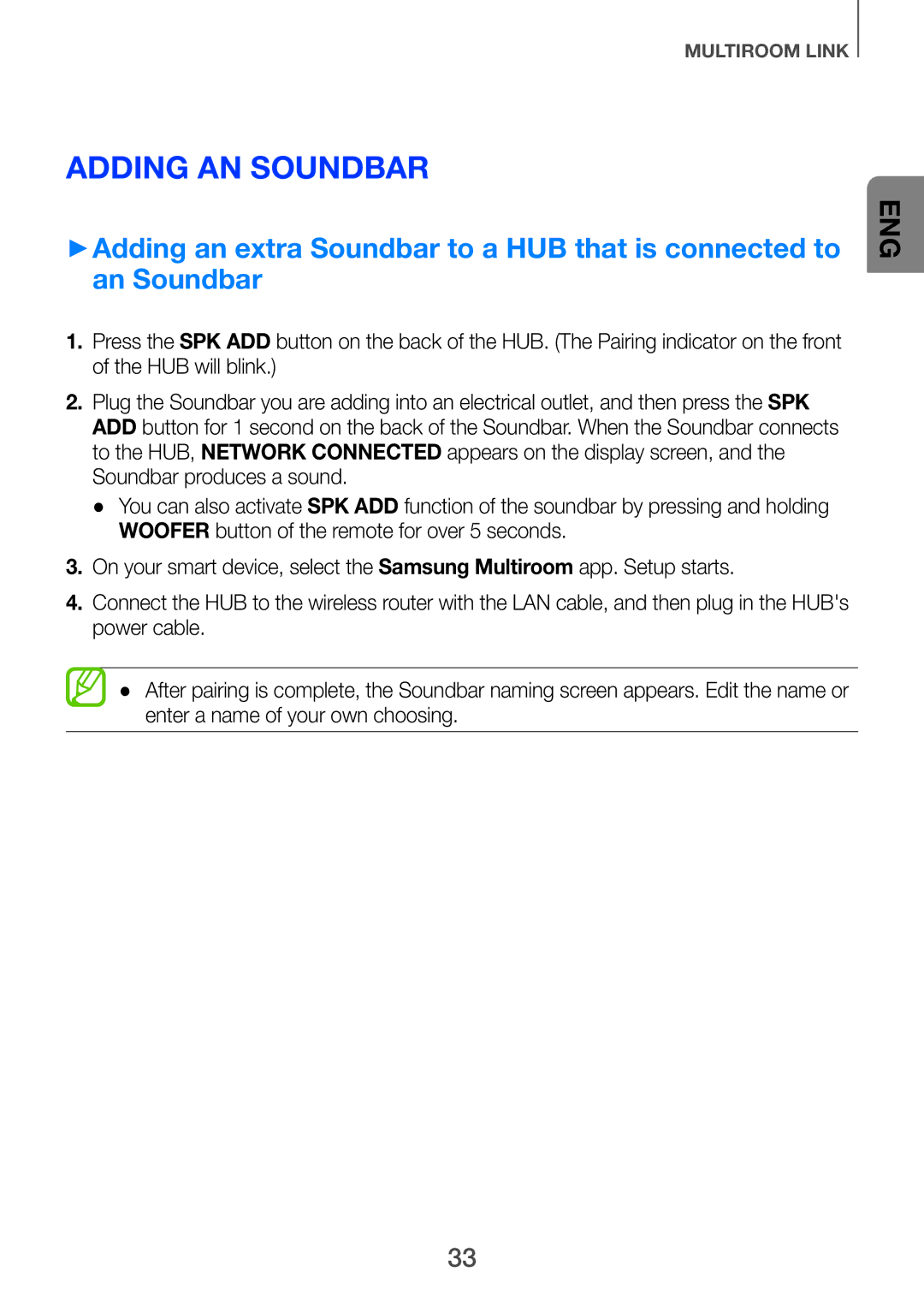 Samsung HW-H751/SQ manual Adding an Soundbar 