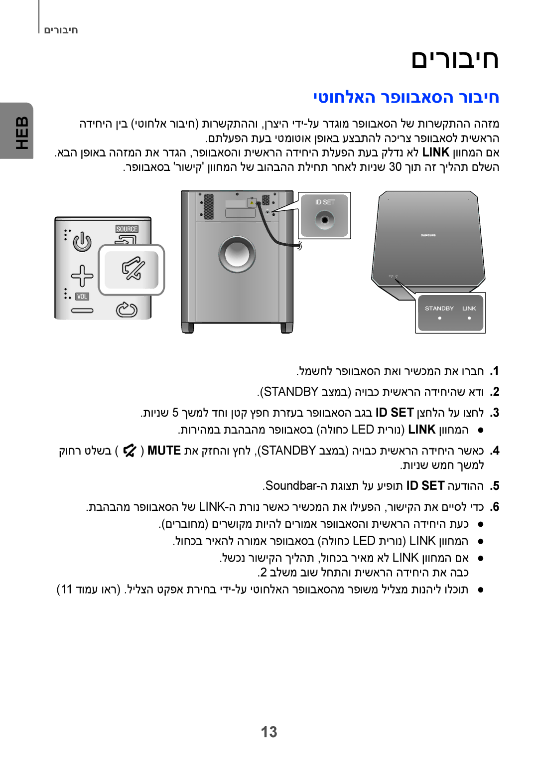 Samsung HW-H751/SQ manual םירוביח, יטוחלאה רפוובאסה רוביח 