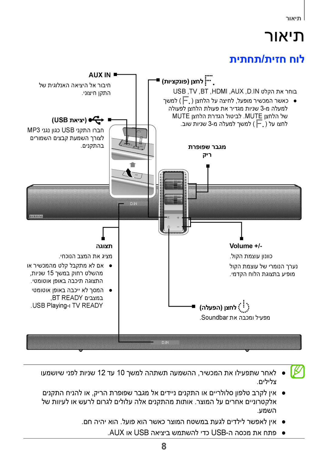 Samsung HW-H751/SQ manual רואית, תיתחת/תיזח חול 