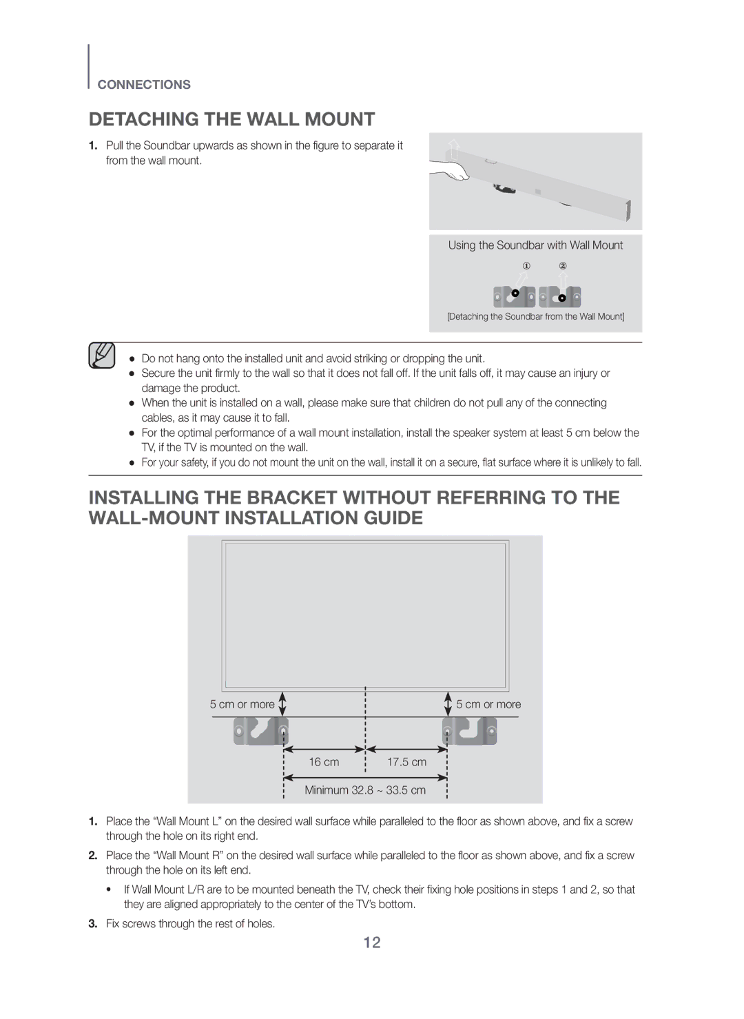 Samsung HW-H751/UM manual Detaching the Wall Mount 