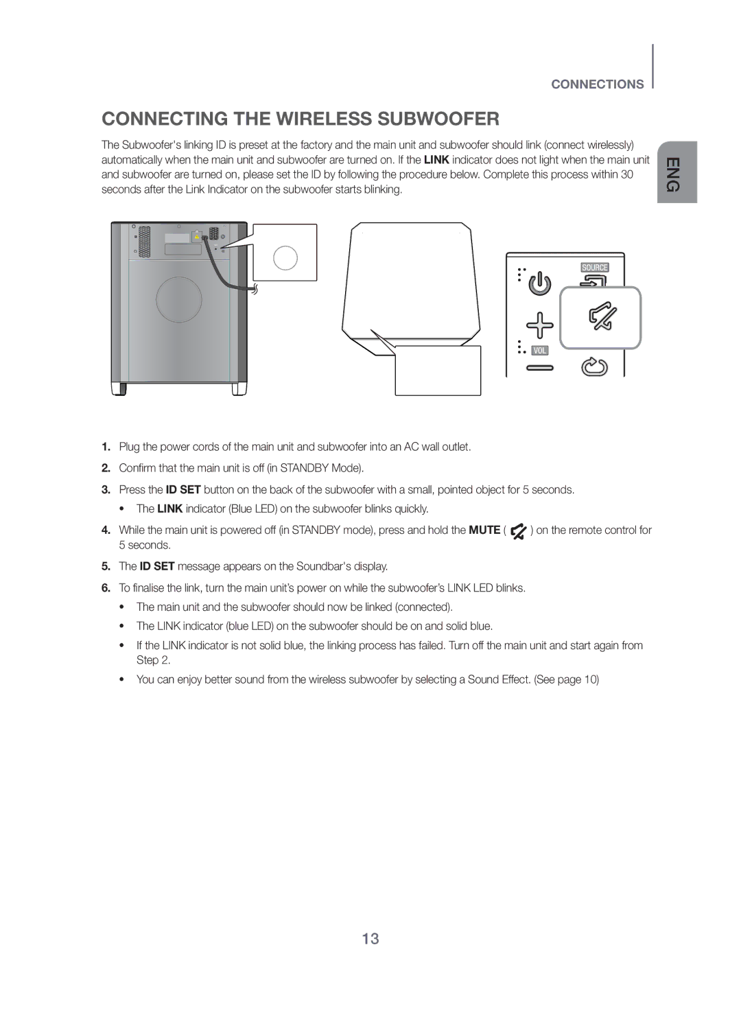 Samsung HW-H751/UM manual Connecting the Wireless Subwoofer 