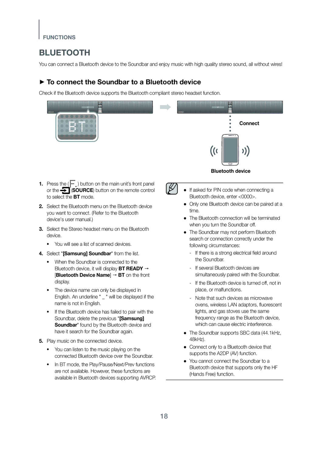 Samsung HW-H751/UM manual + To connect the Soundbar to a Bluetooth device, Connect 