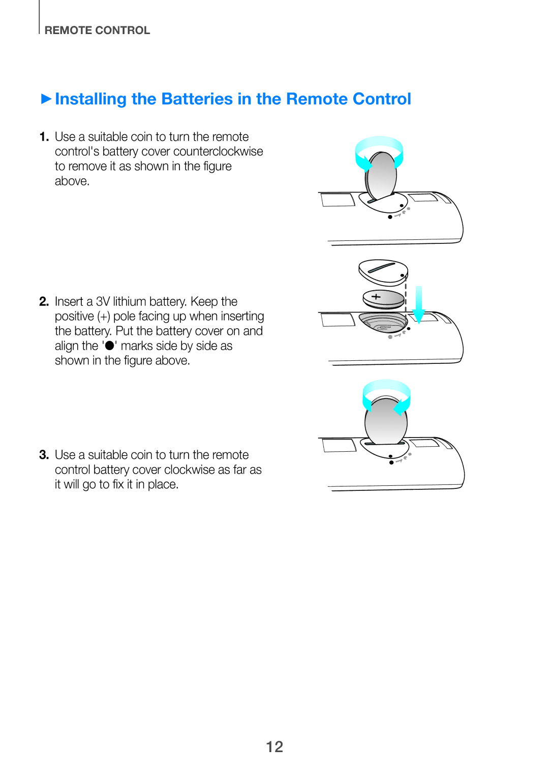 Samsung HW-H751/UM manual ++Installing the Batteries in the Remote Control 