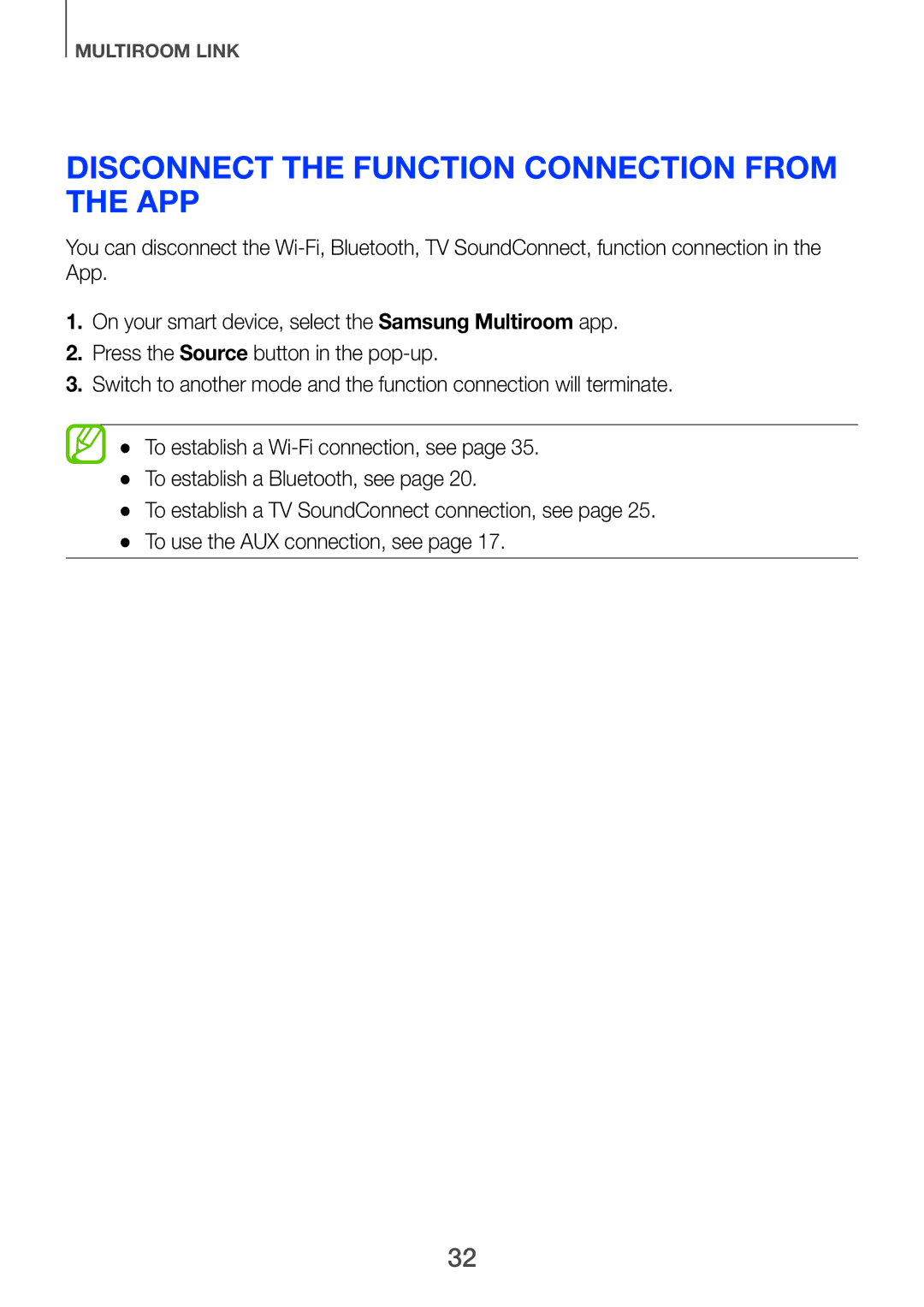 Samsung HW-H751/UM manual Disconnect the Function Connection from the App 