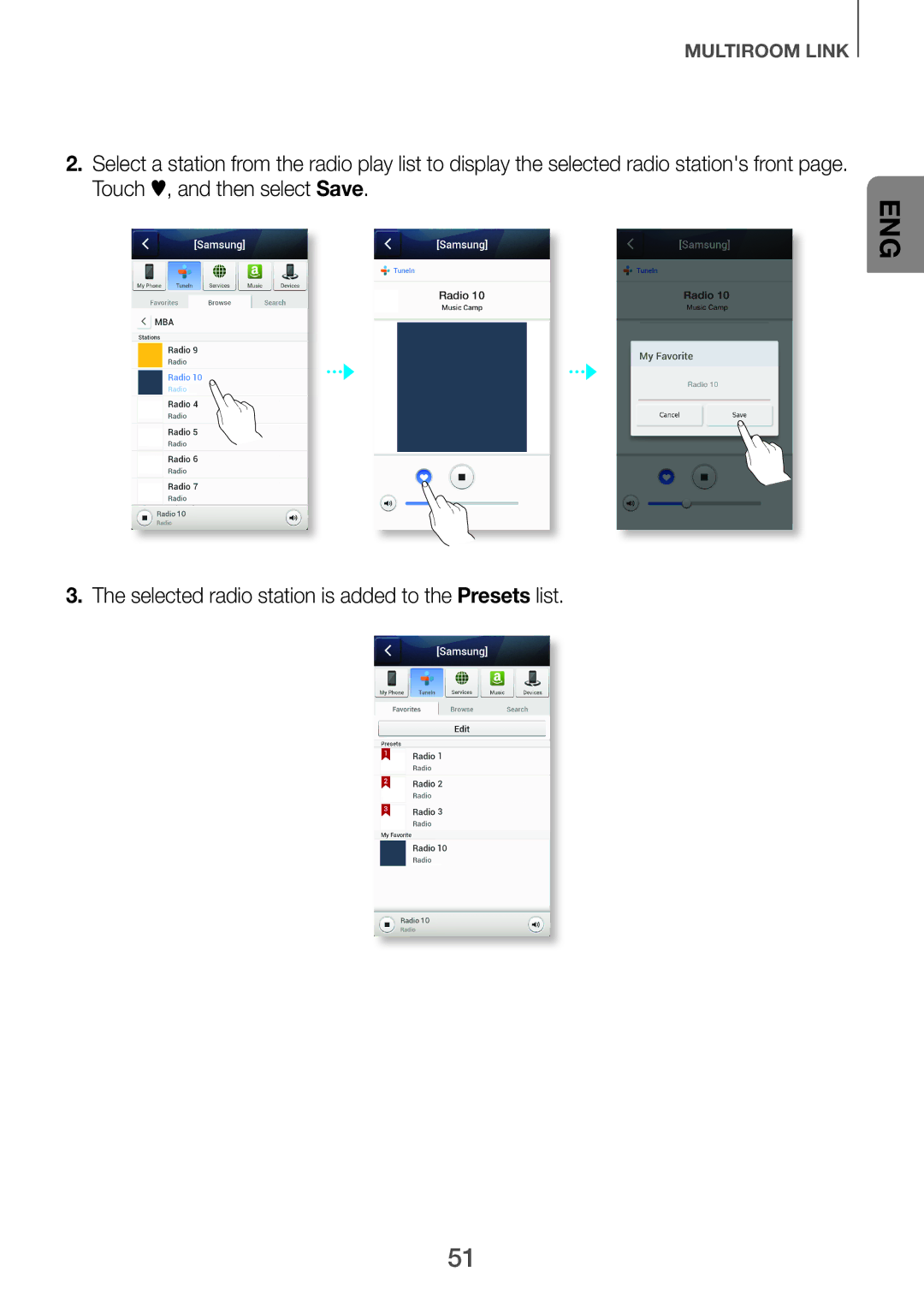 Samsung HW-H751/UM manual Selected radio station is added to the Presets list 