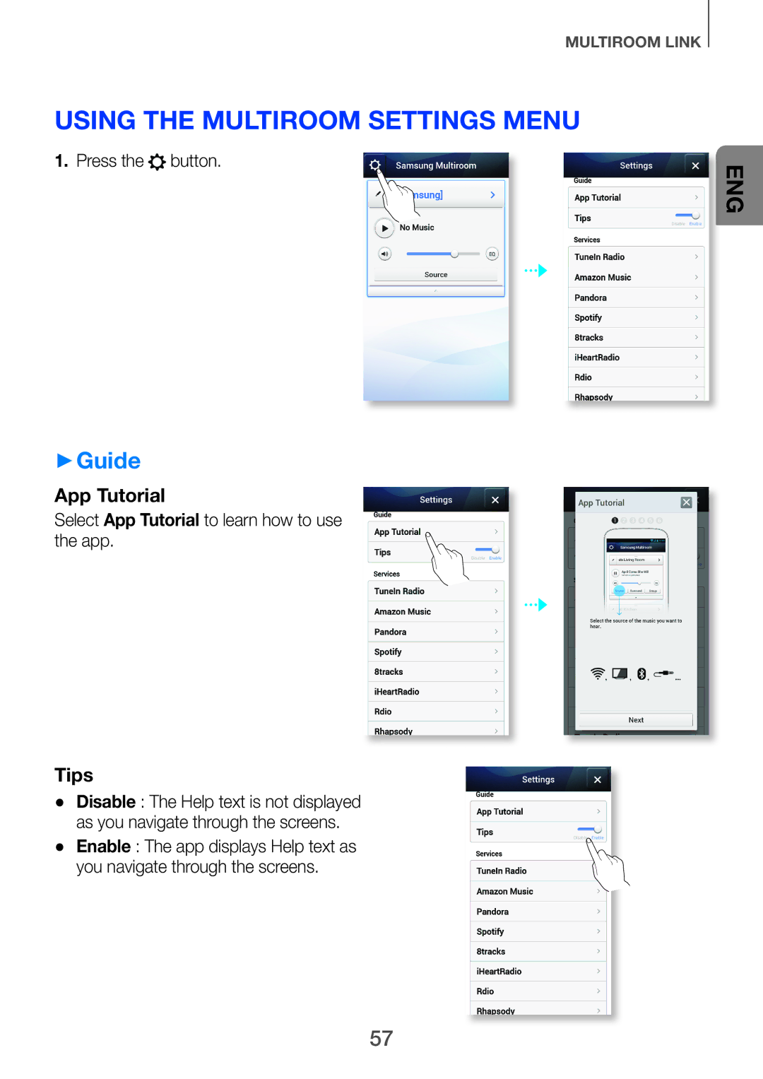 Samsung HW-H751/UM manual Using the Multiroom Settings Menu, ++Guide, Press the button 