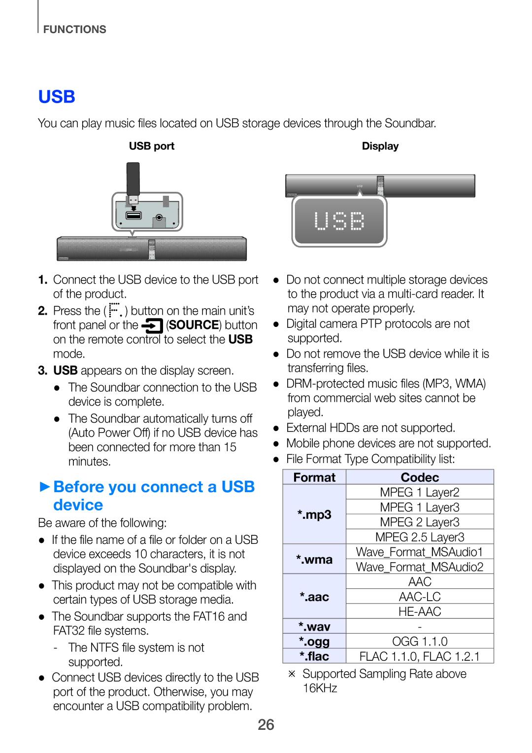 Samsung HW-H751/XV manual ++Before you connect a USB, Device 