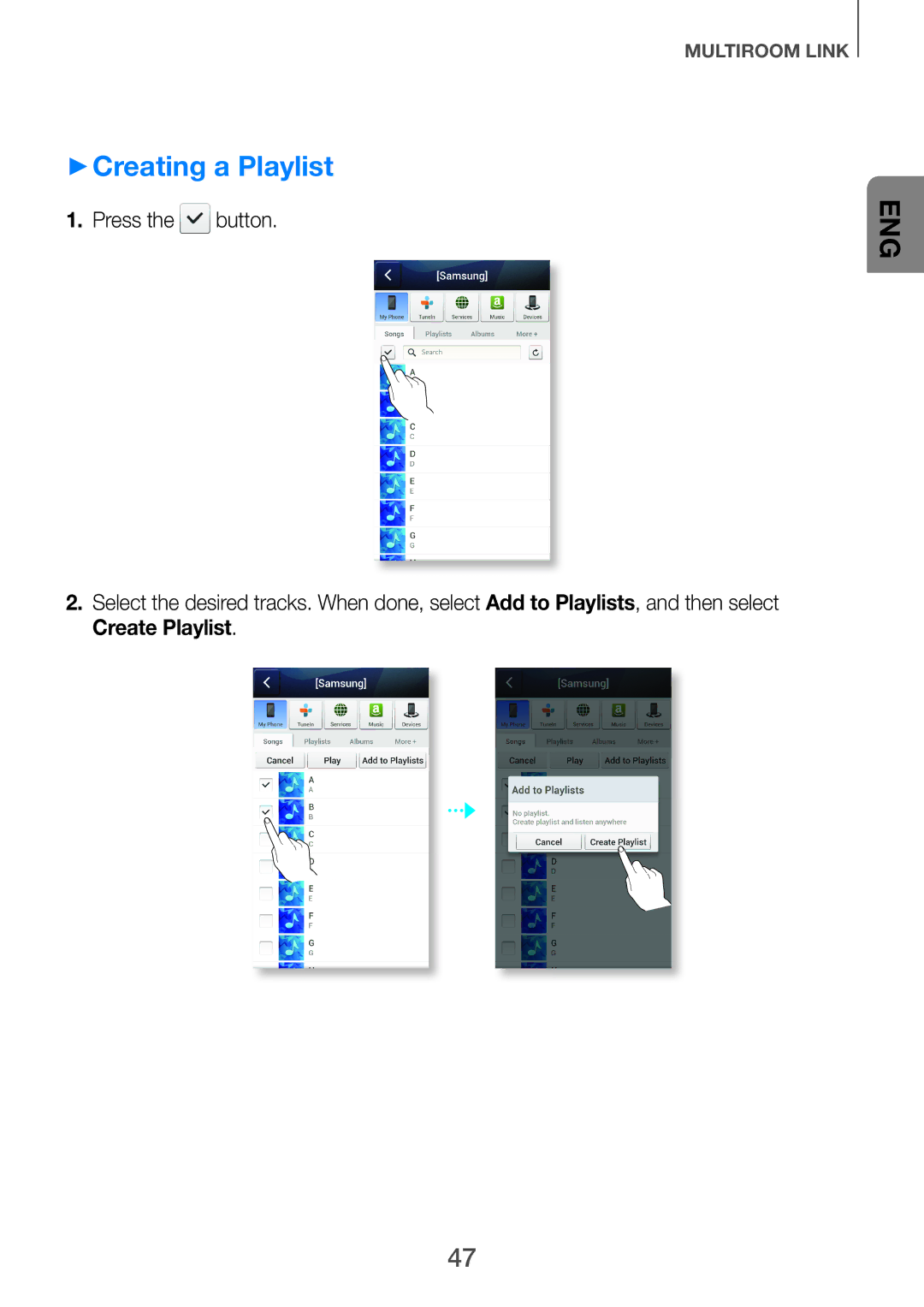 Samsung HW-H751/XV manual ++Creating a Playlist, Press the button 