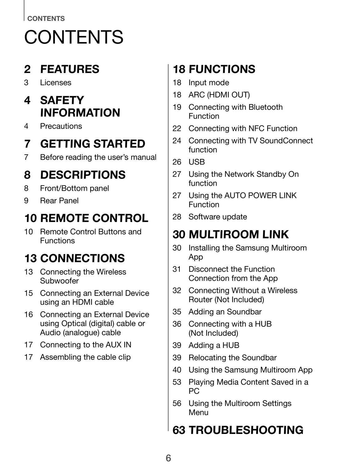 Samsung HW-H751/XV manual Contents 